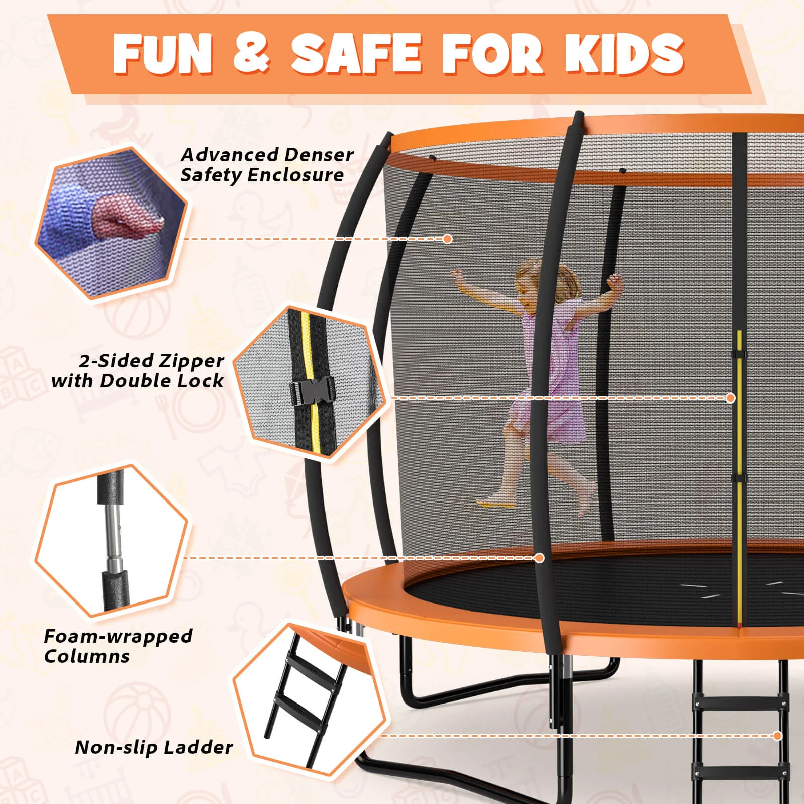 12FT ASTM Approved Recreational Trampoline with Ladder - Image 24