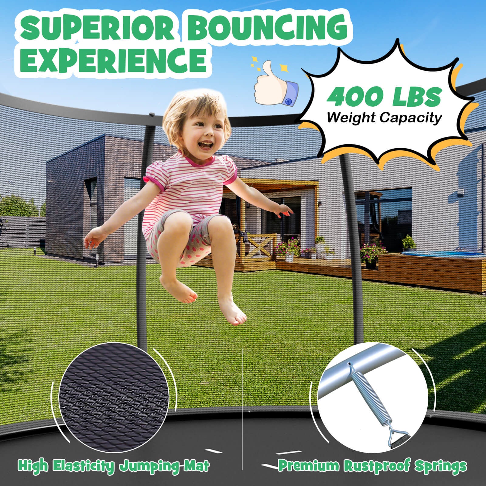 12FT ASTM Approved Recreational Trampoline with Ladder - Image 5