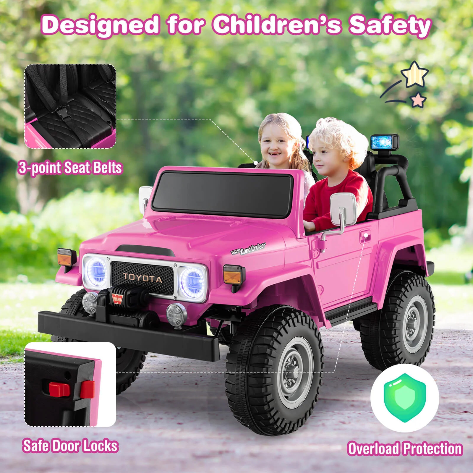 12V 2-Seat Licensed Kids Ride On Toyota FJ40 Car with 2.4G Remote Control - Image 11