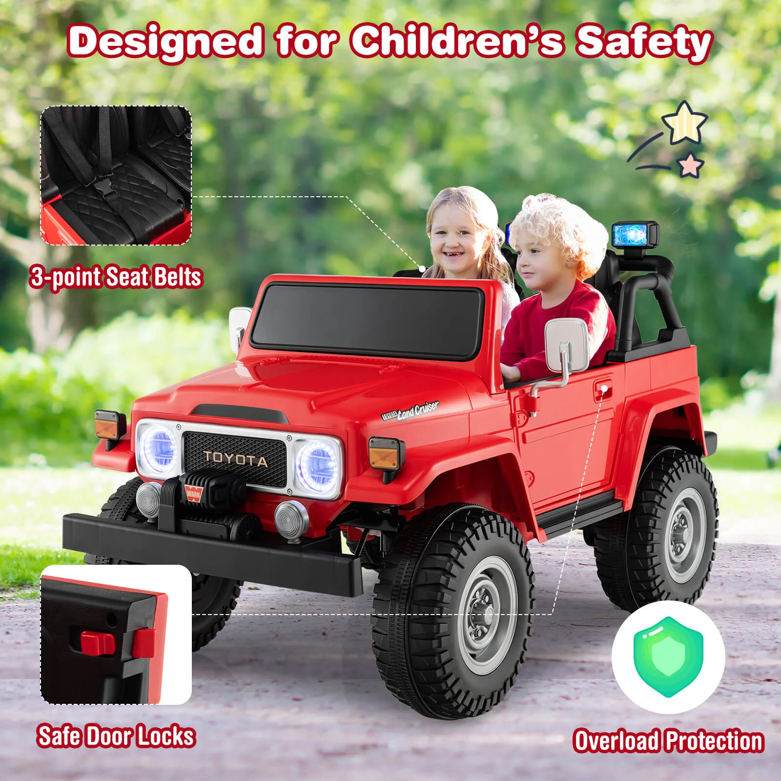 12V 2-Seat Licensed Kids Ride On Toyota FJ40 Car with 2.4G Remote Control - Image 19