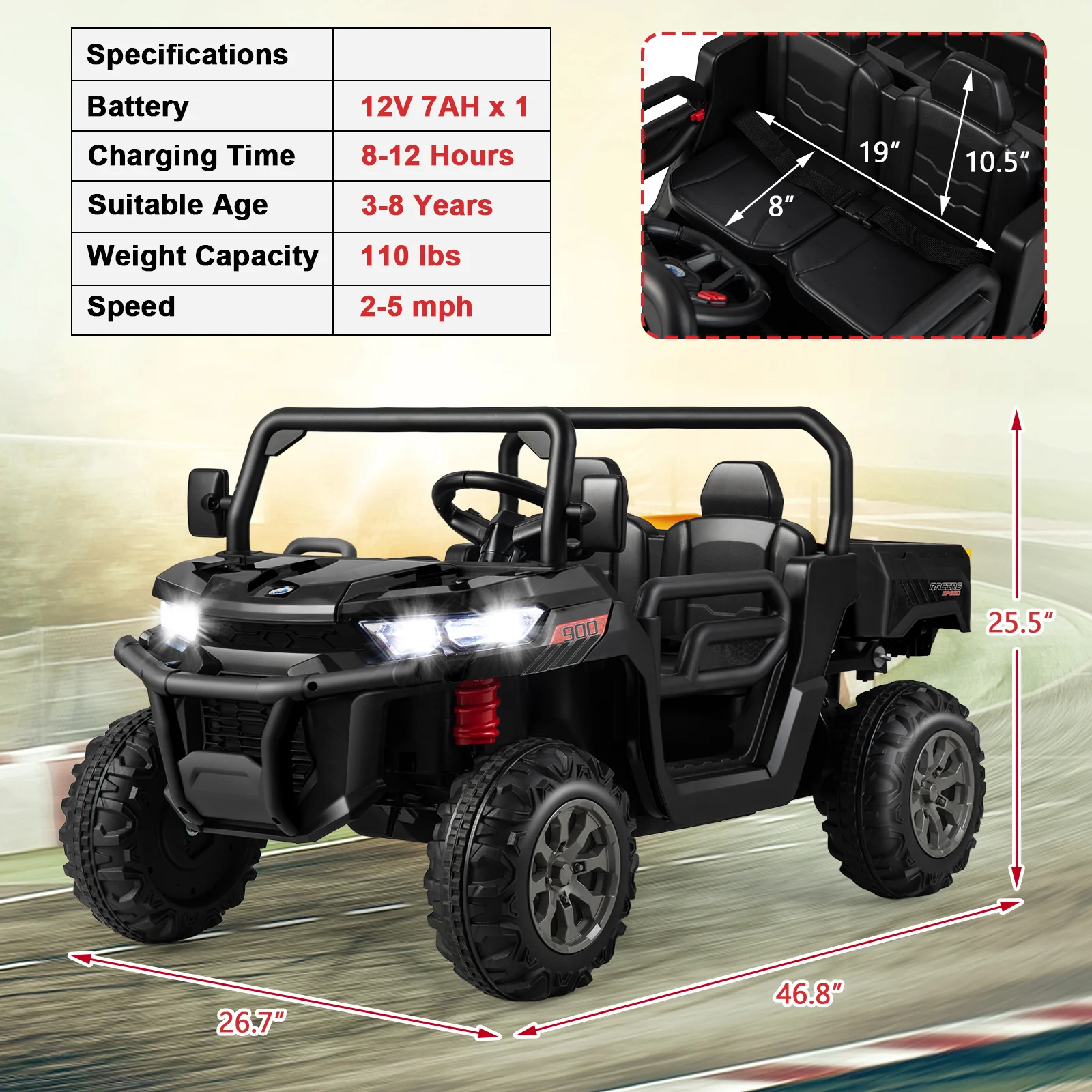 12V 2-Seater Kids Ride On Dump Truck with Dump Bed and Shovel - Image 12