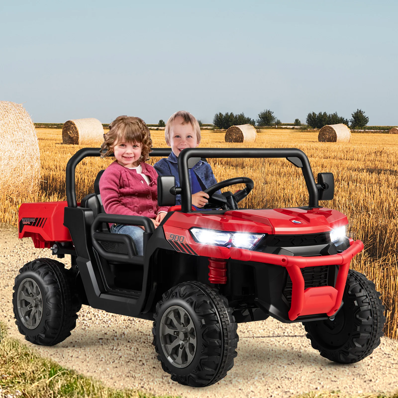 12V 2-Seater Kids Ride On Dump Truck with Dump Bed and Shovel - Image 18
