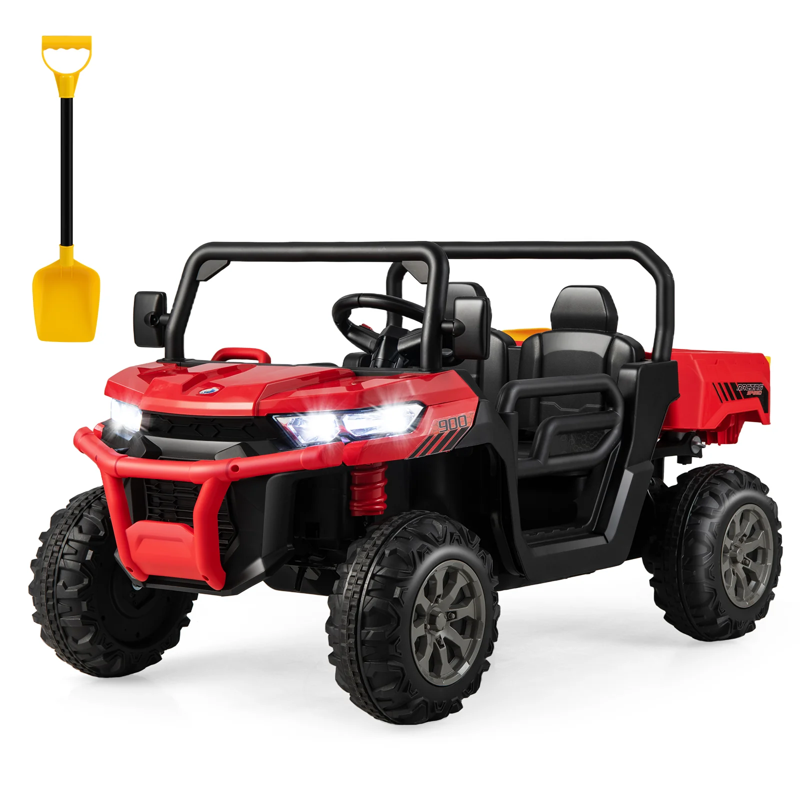 12V 2-Seater Kids Ride On Dump Truck with Dump Bed and Shovel - Image 22