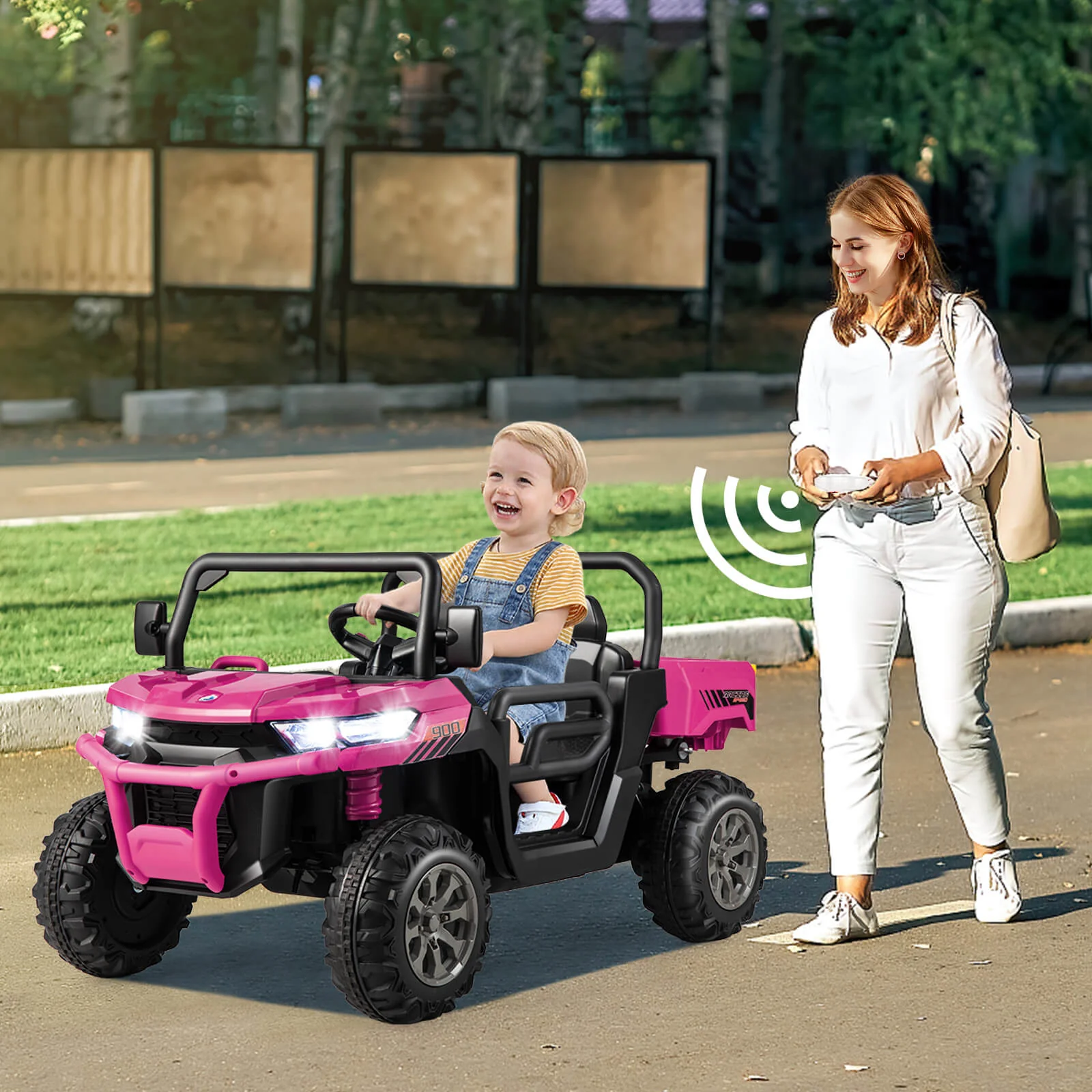 12V 2-Seater Kids Ride On Dump Truck with Dump Bed and Shovel - Image 25