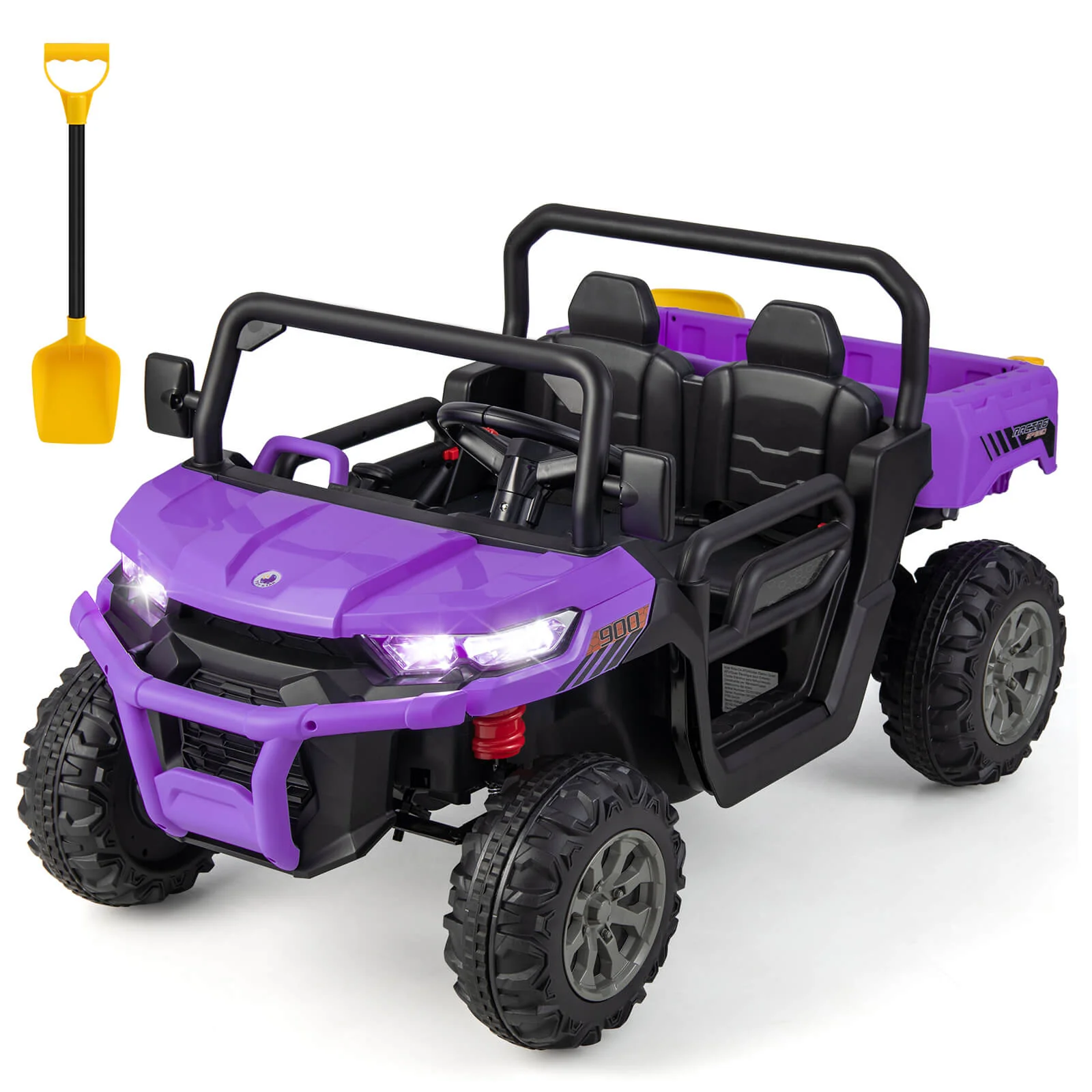 12V 2-Seater Kids Ride On Dump Truck with Dump Bed and Shovel - Image 3