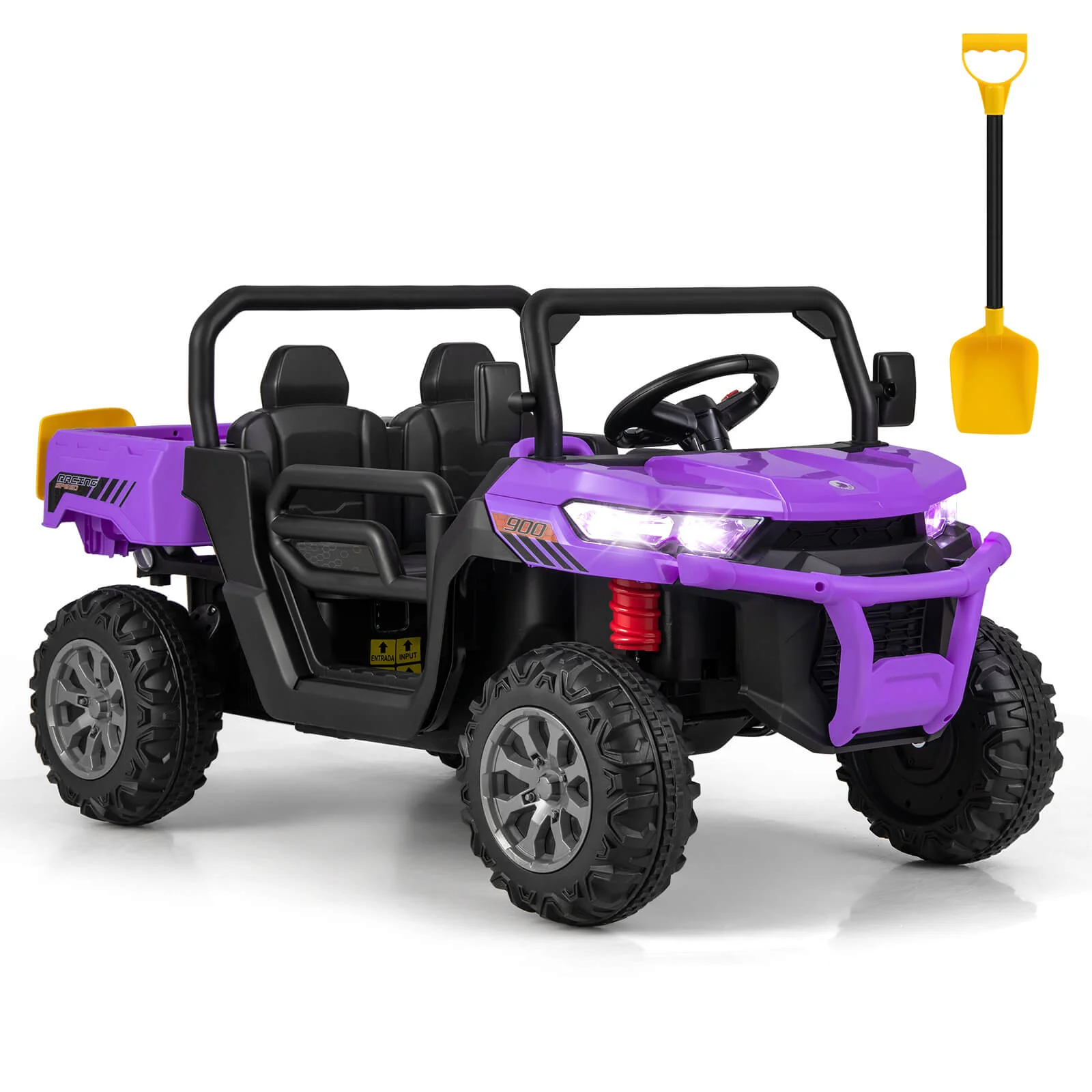 12V 2-Seater Kids Ride On Dump Truck with Dump Bed and Shovel - Image 4