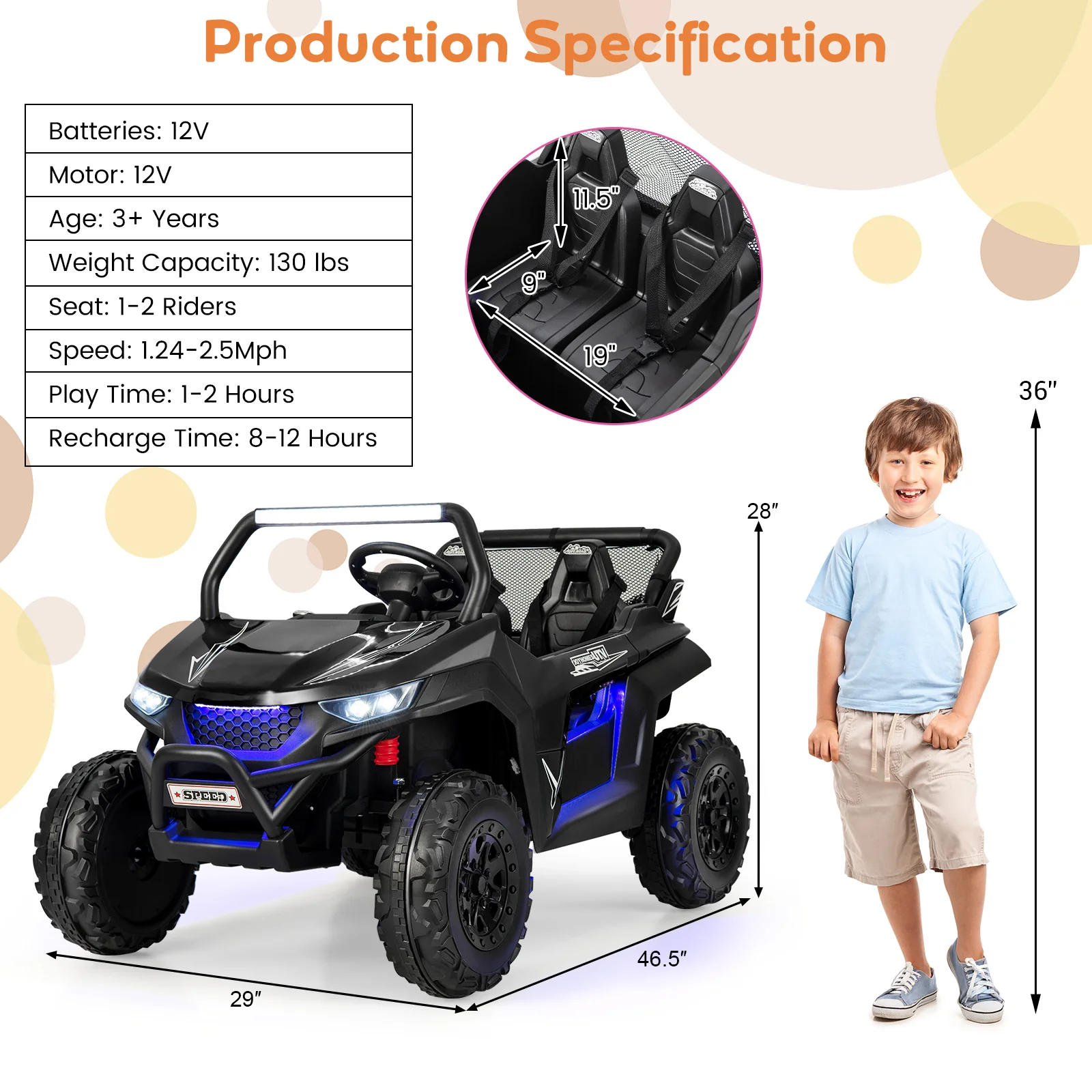12V 2-Seater Kids Ride on UTV with Slow Start Function Music - Image 20