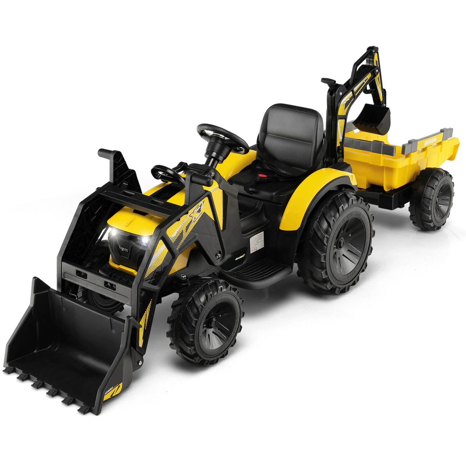 12V 3 in 1 Kids Ride On Excavator with Shovel Bucket and Music - Image 10