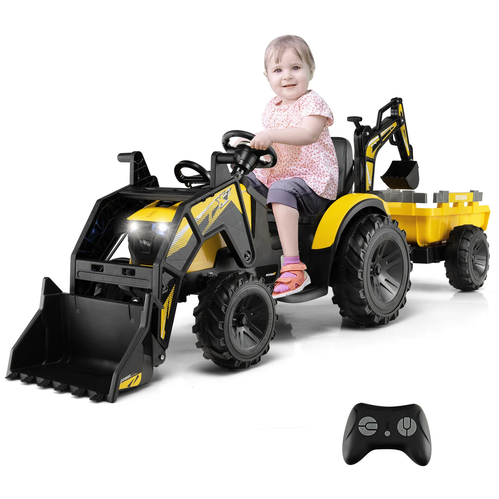 12V 3 in 1 Kids Ride On Excavator with Shovel Bucket and Music - Image 11