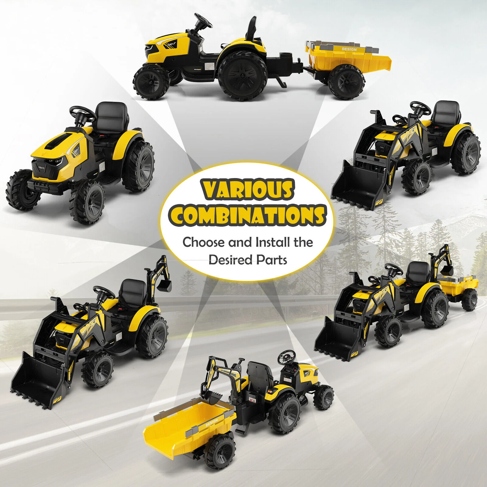 12V 3 in 1 Kids Ride On Excavator with Shovel Bucket and Music - Image 15