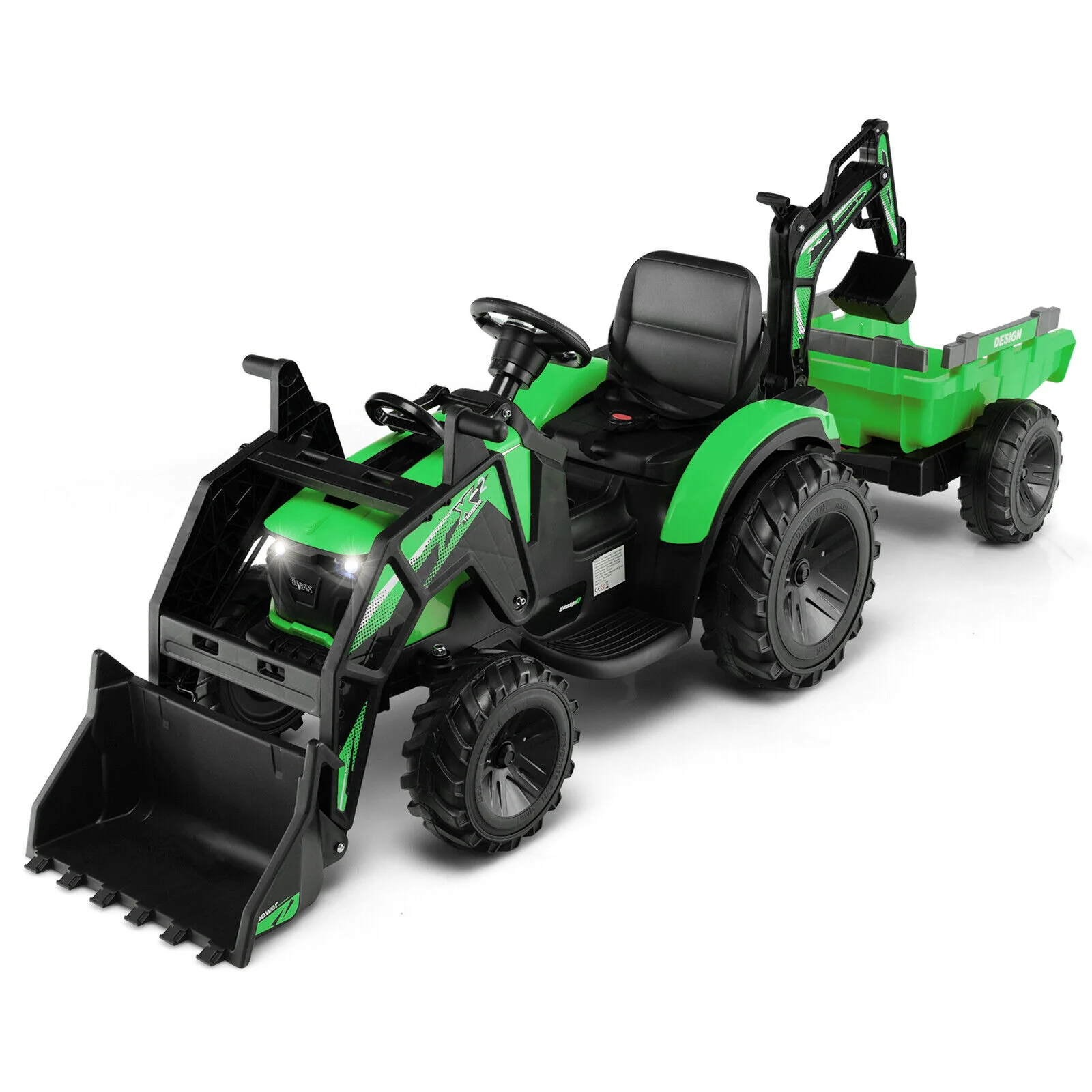 12V 3 in 1 Kids Ride On Excavator with Shovel Bucket and Music - Image 2