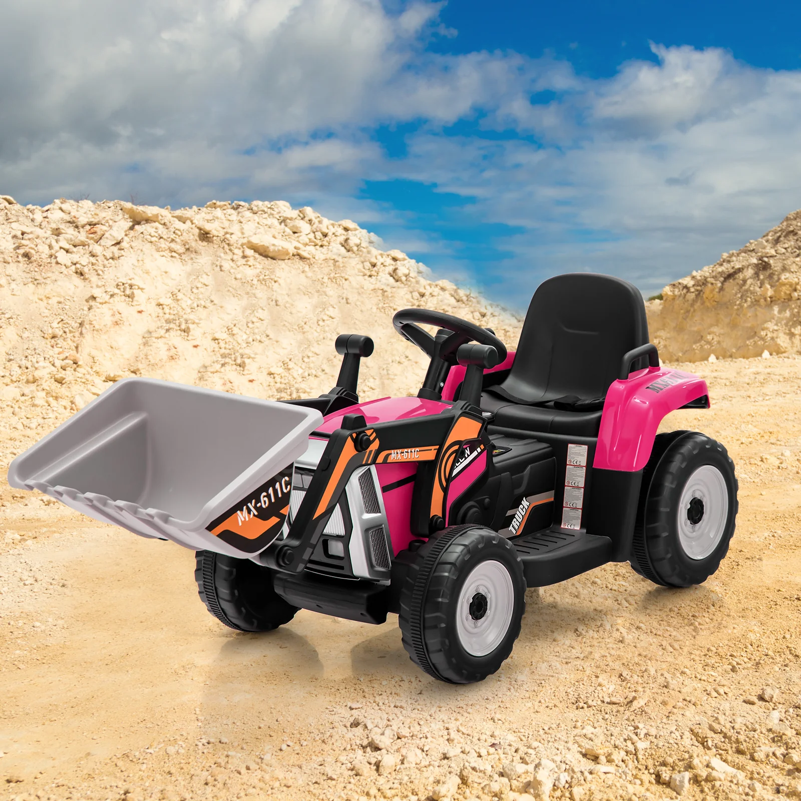 12V Battery Powered Kids Ride on Excavator with Adjustable Arm and Bucket - Image 14