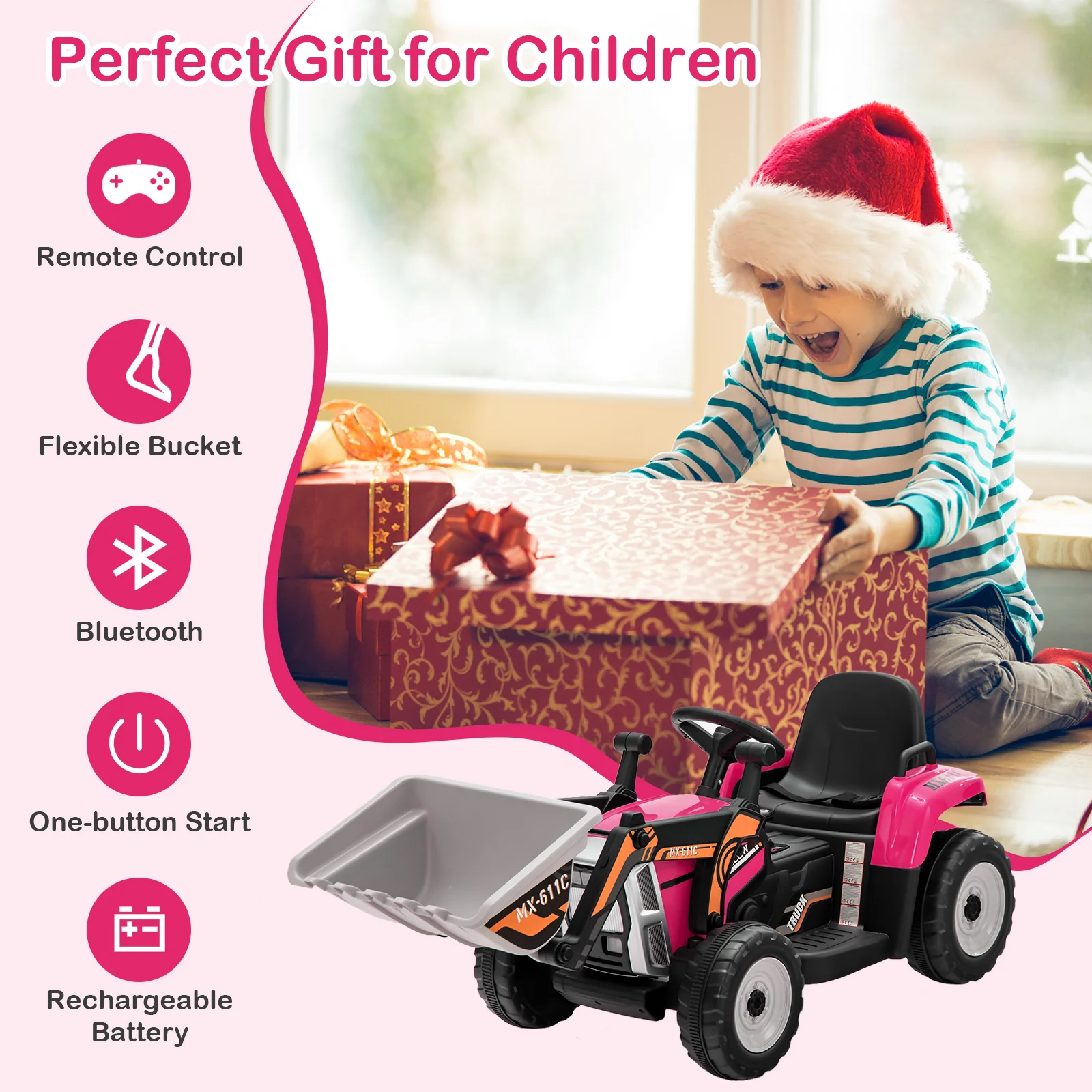 12V Battery Powered Kids Ride on Excavator with Adjustable Arm and Bucket - Image 15