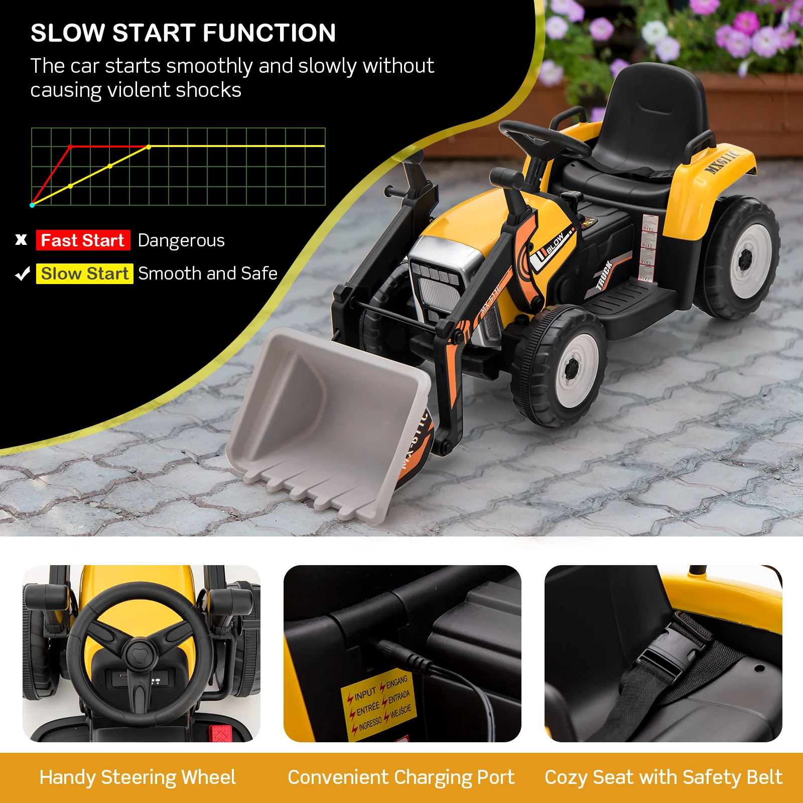 12V Battery Powered Kids Ride on Excavator with Adjustable Arm and Bucket - Image 20