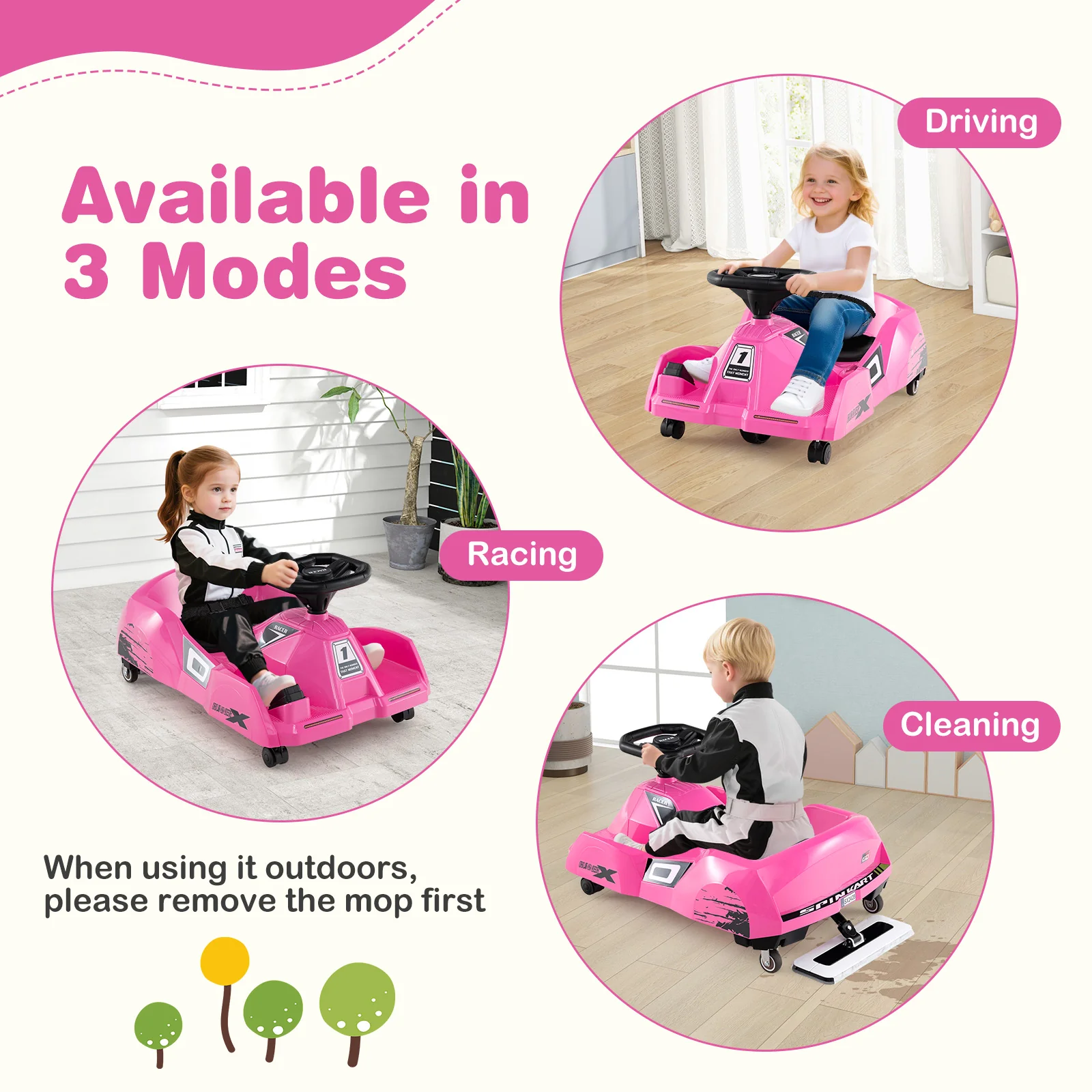 12V Electric Cleaning Go Kart with Detachable Mop and Remote Control - Image 13