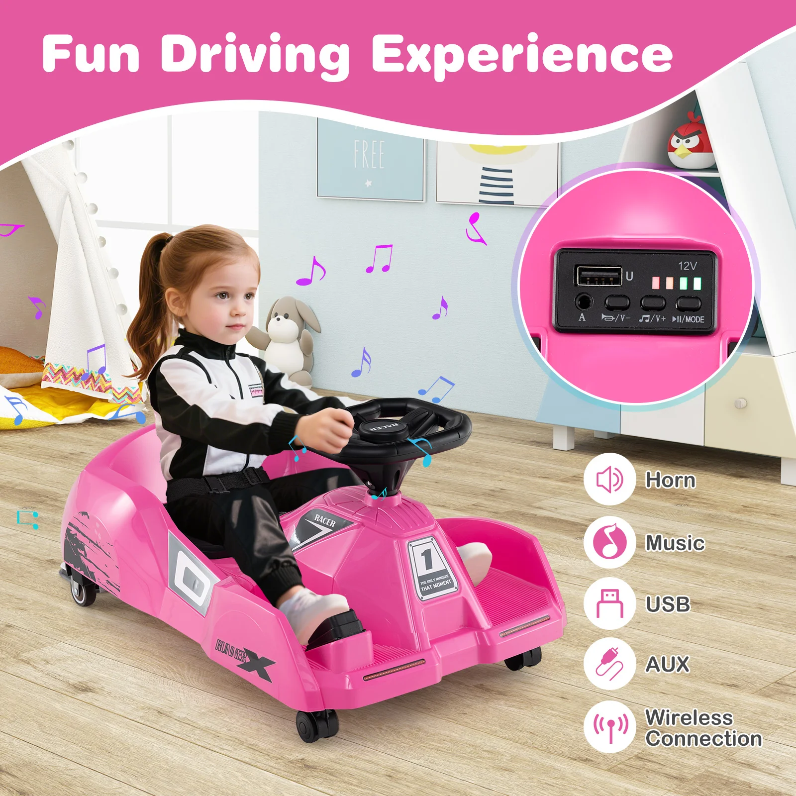 12V Electric Cleaning Go Kart with Detachable Mop and Remote Control - Image 15