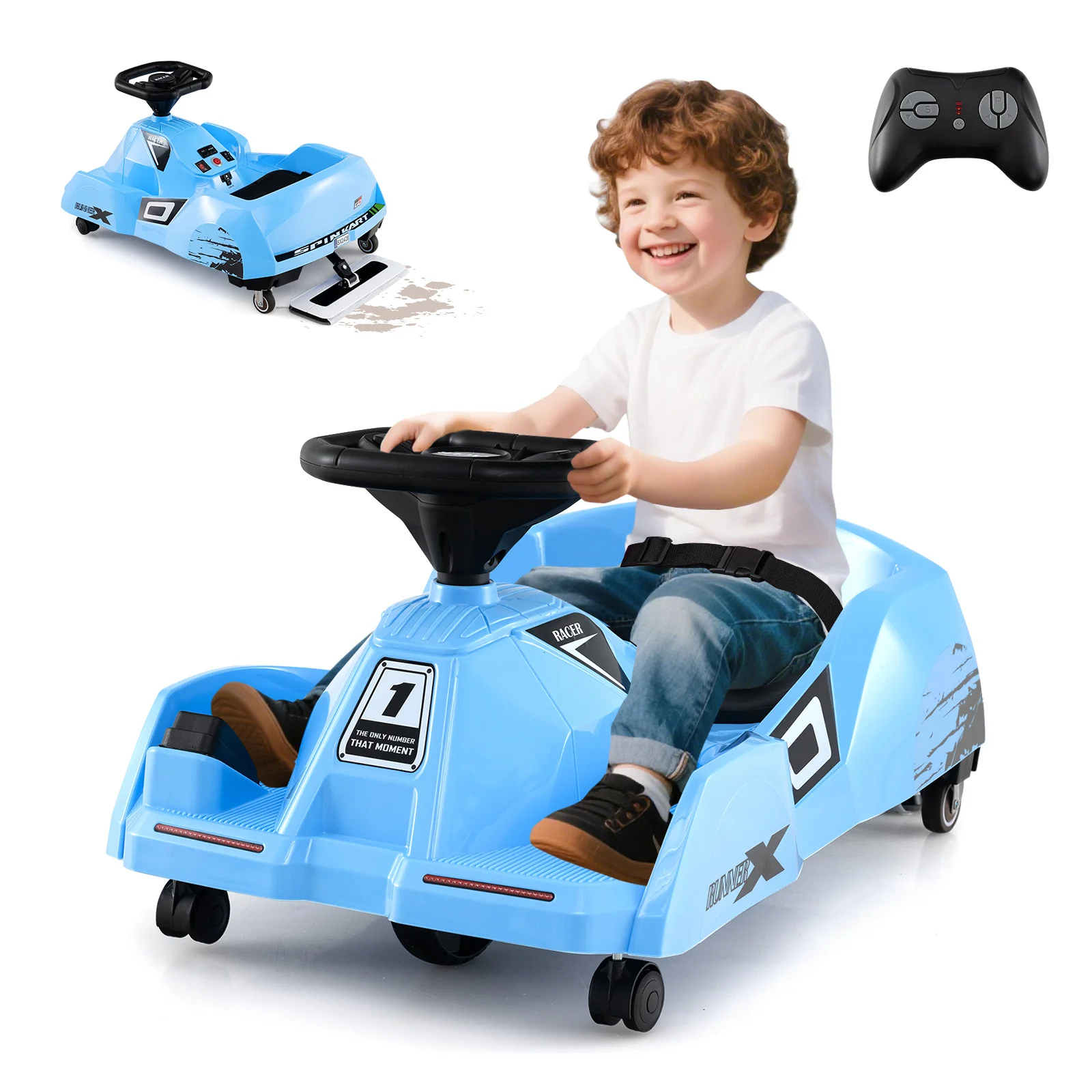 12V Electric Cleaning Go Kart with Detachable Mop and Remote Control - Image 3