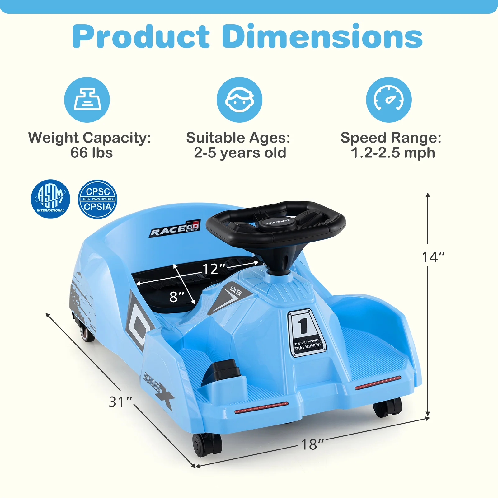 12V Electric Cleaning Go Kart with Detachable Mop and Remote Control - Image 4
