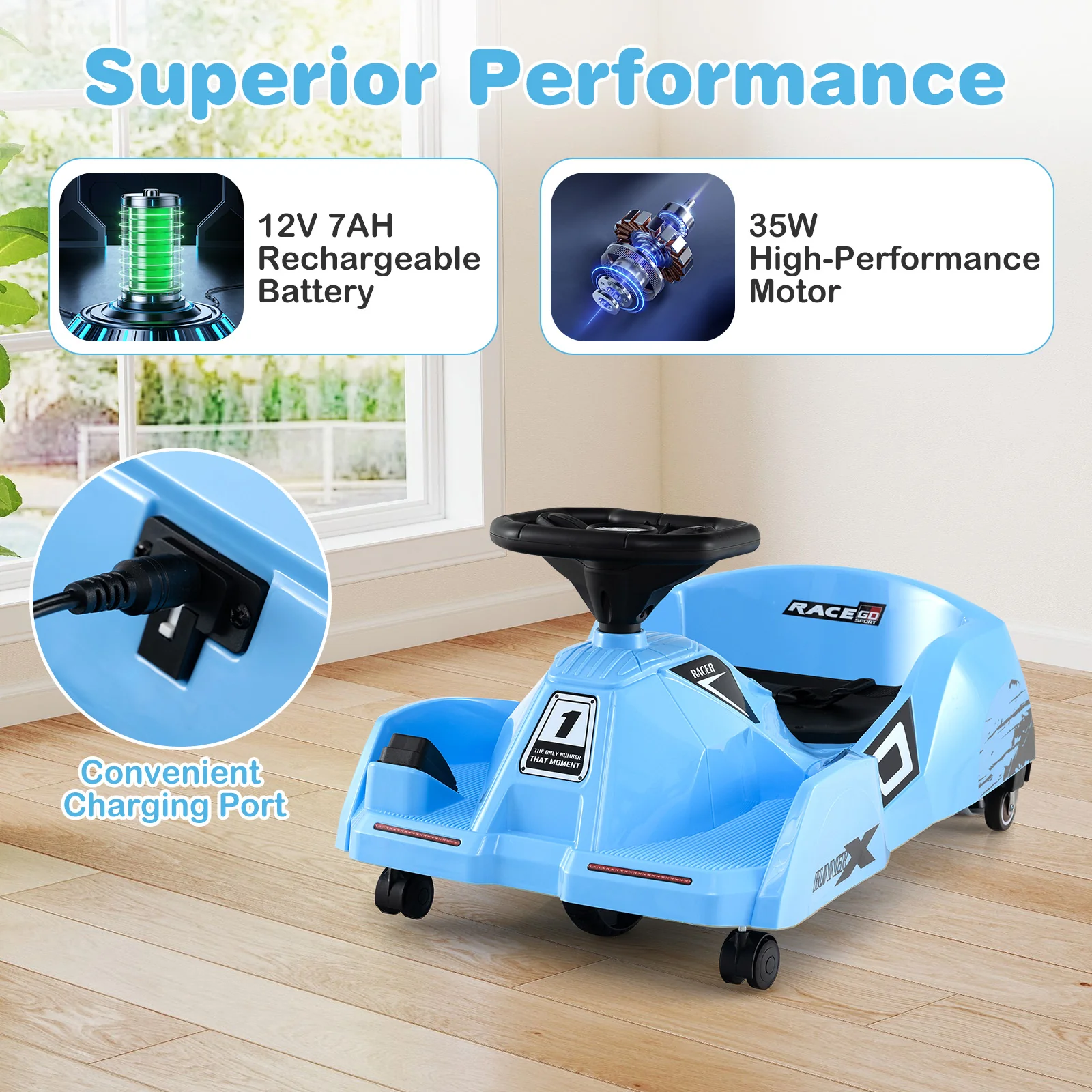 12V Electric Cleaning Go Kart with Detachable Mop and Remote Control - Image 8