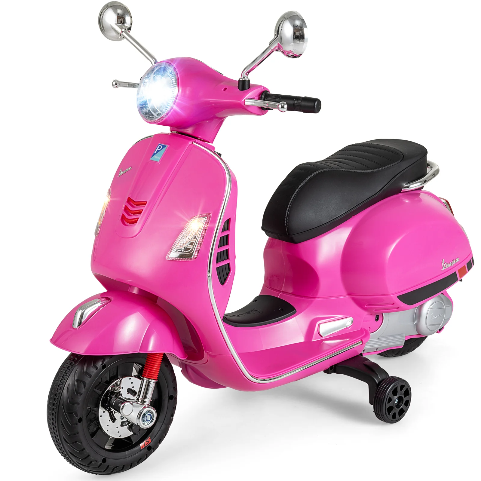 12V Kids Electric Motorcycle Licensed VESPA with Music and Training Wheels - Image 21