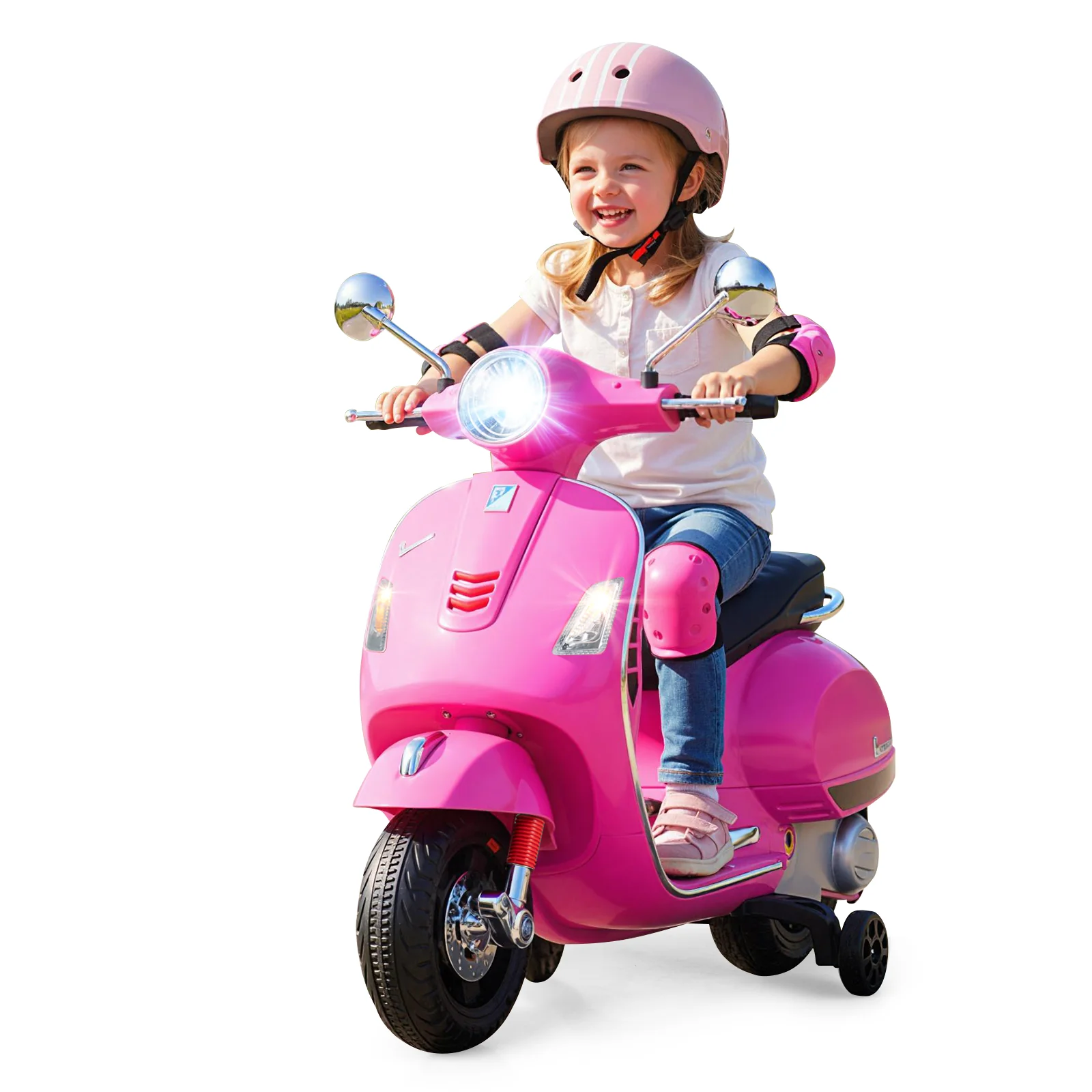 12V Kids Electric Motorcycle Licensed VESPA with Music and Training Wheels - Image 22