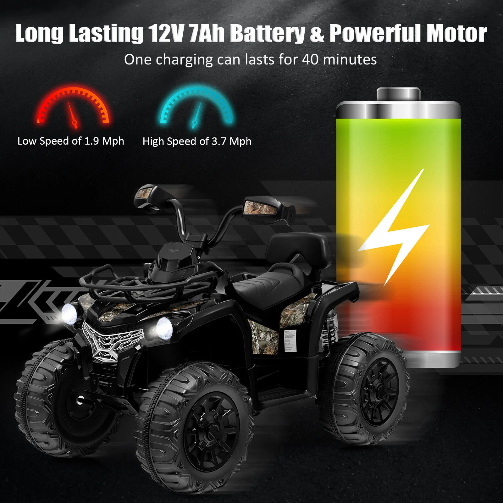 12V Kids Ride On ATV 4 Wheeler with MP3 and Headlights - Image 22