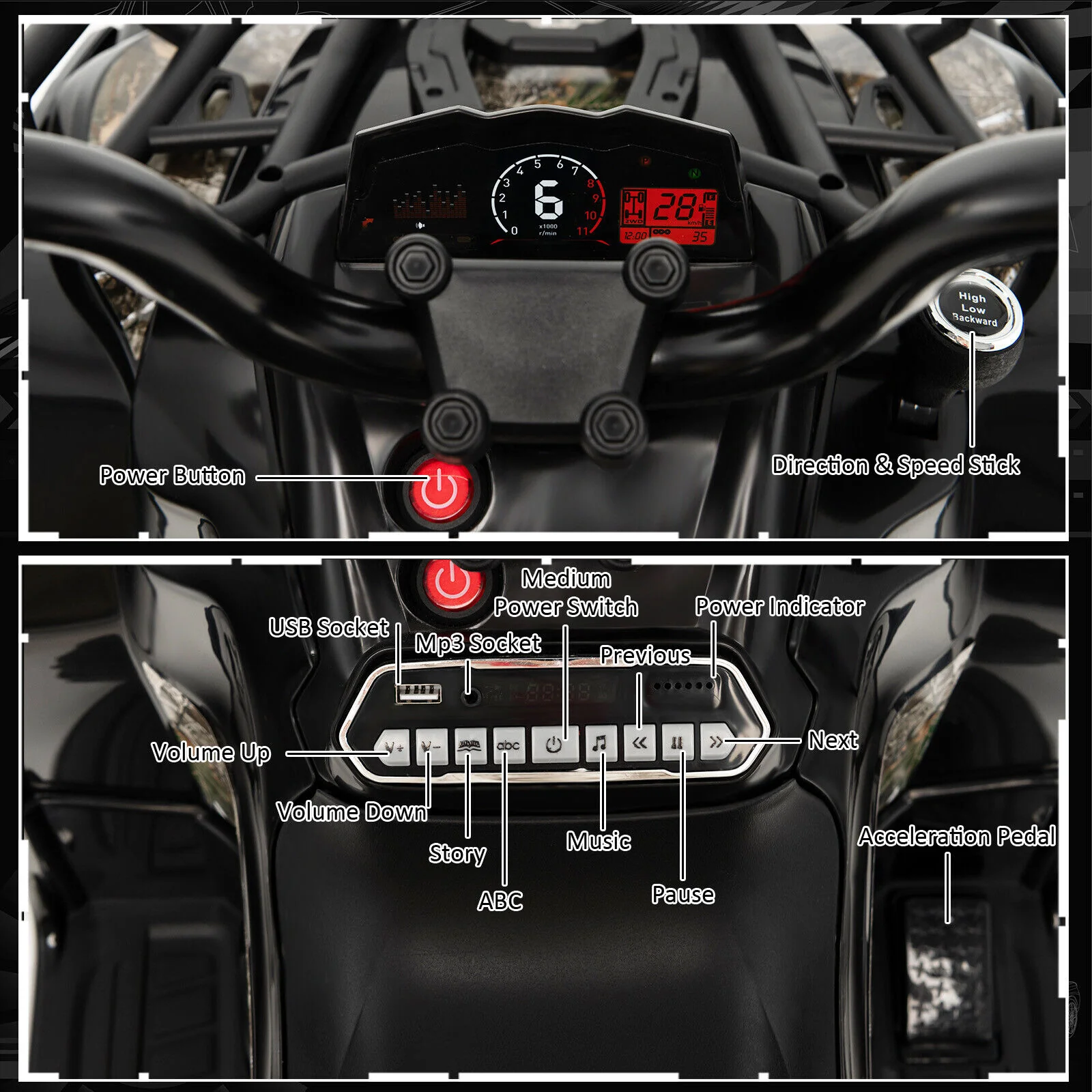 12V Kids Ride On ATV 4 Wheeler with MP3 and Headlights - Image 23