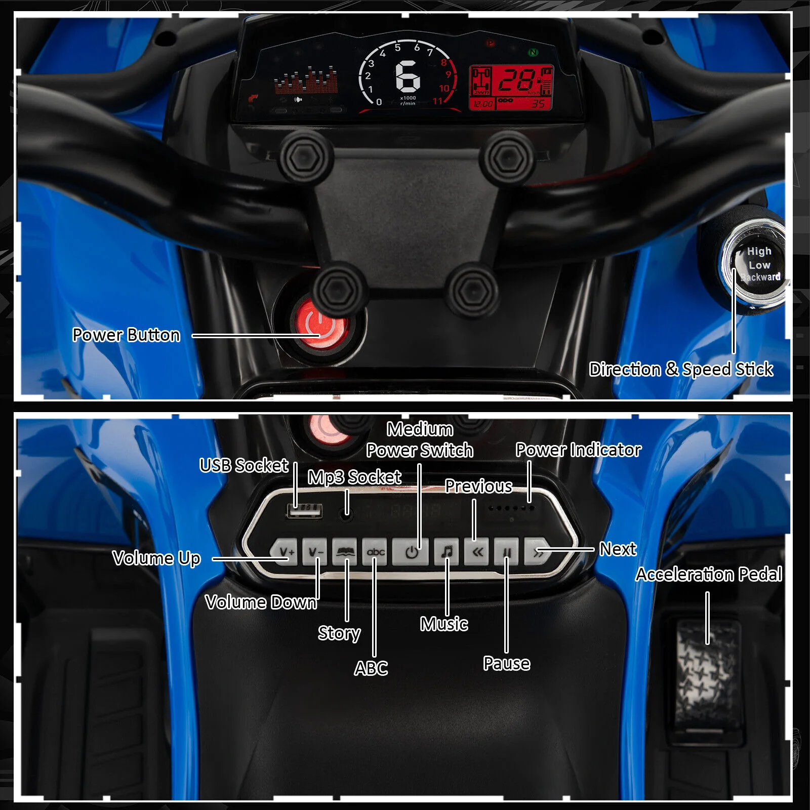 12V Kids Ride On ATV 4 Wheeler with MP3 and Headlights - Image 31