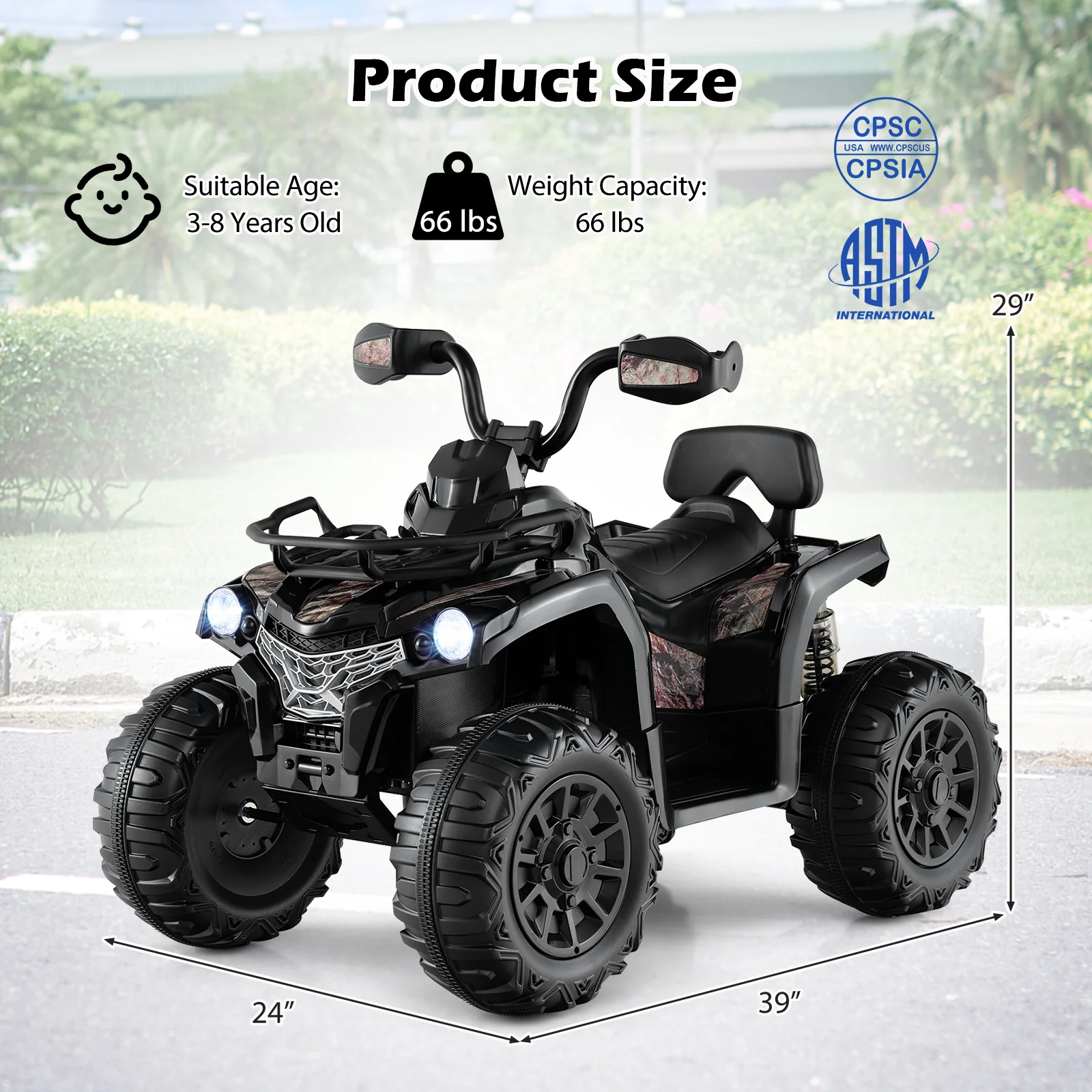 12V Kids Ride On ATV 4 Wheeler with MP3 and Headlights - Image 36