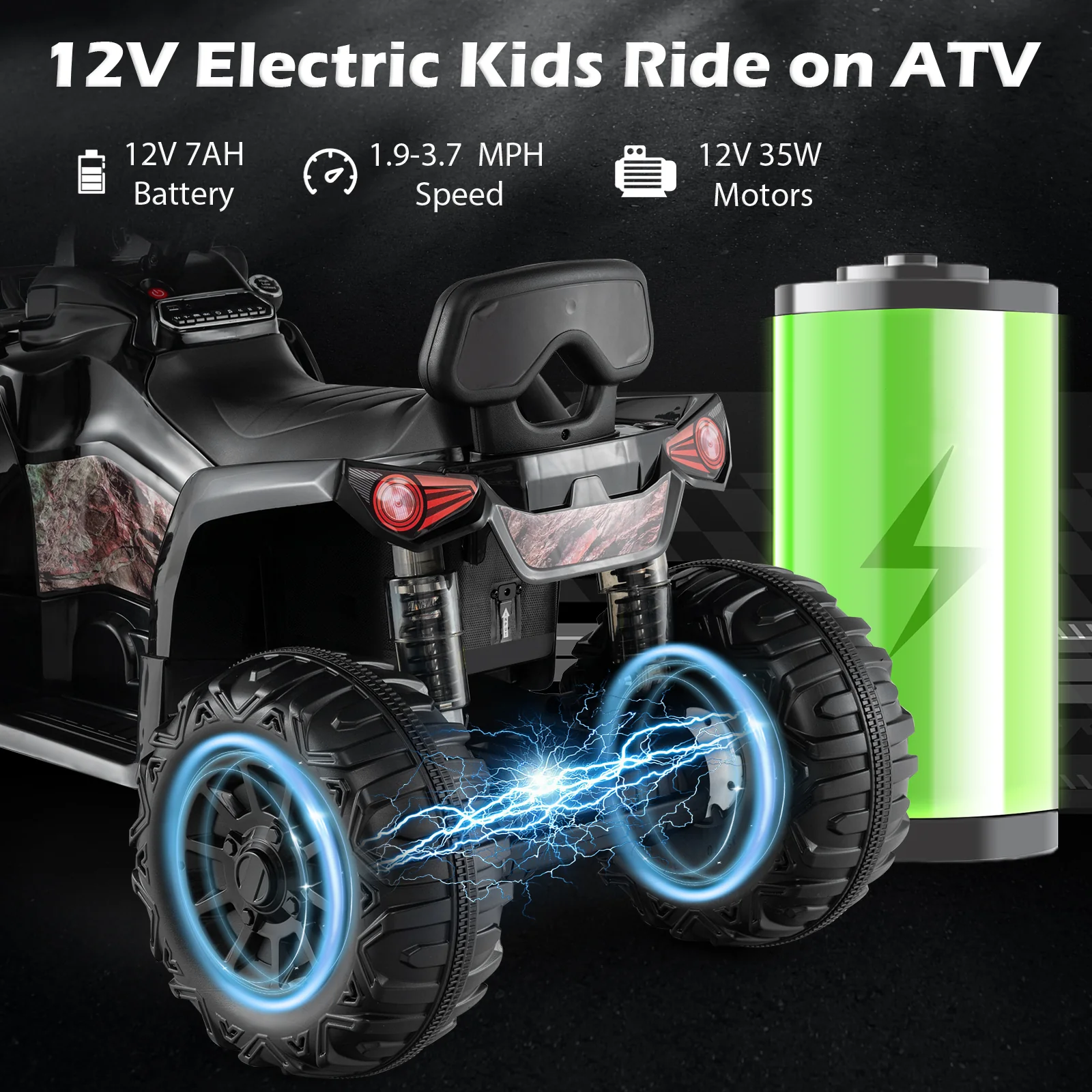 12V Kids Ride On ATV 4 Wheeler with MP3 and Headlights - Image 37