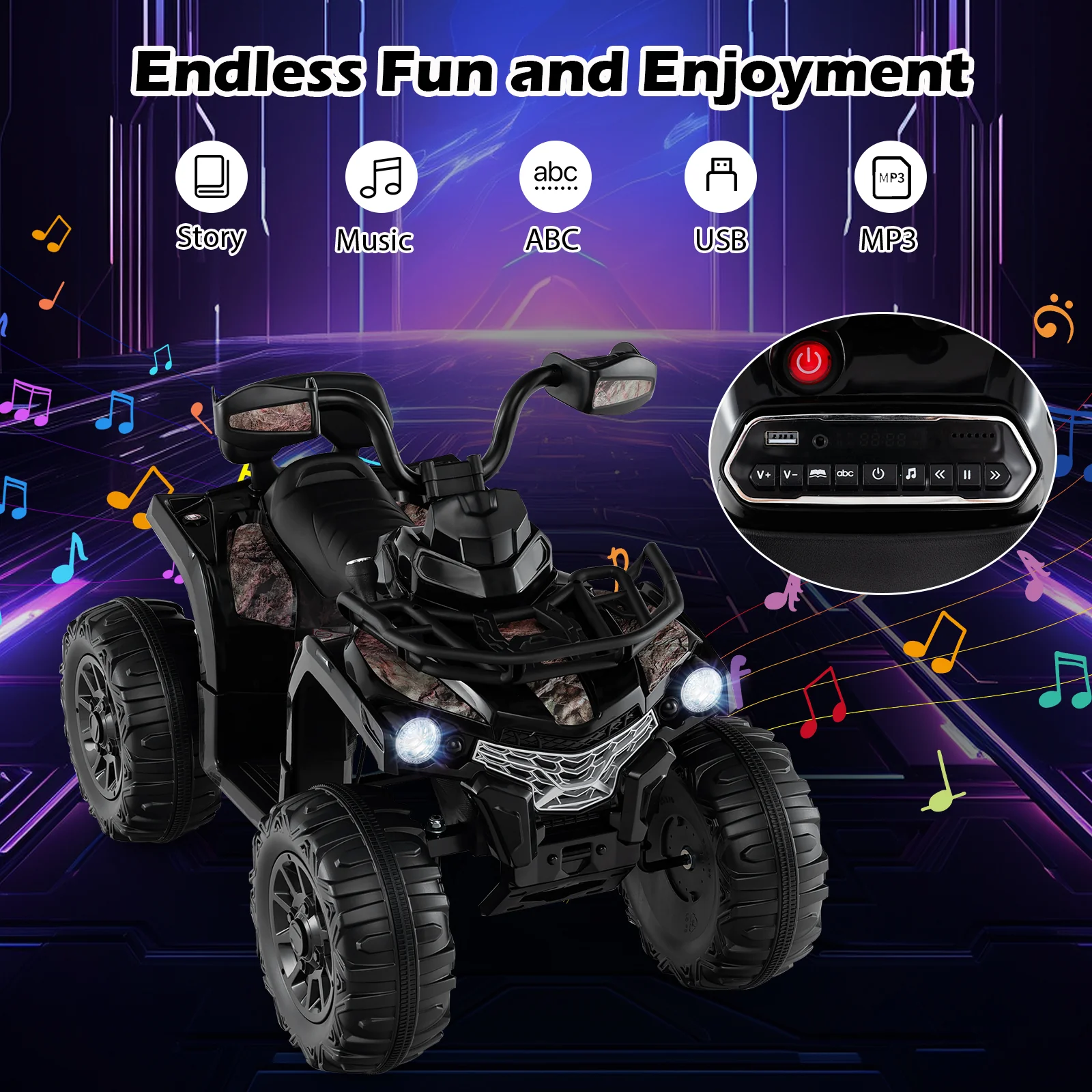 12V Kids Ride On ATV 4 Wheeler with MP3 and Headlights - Image 39