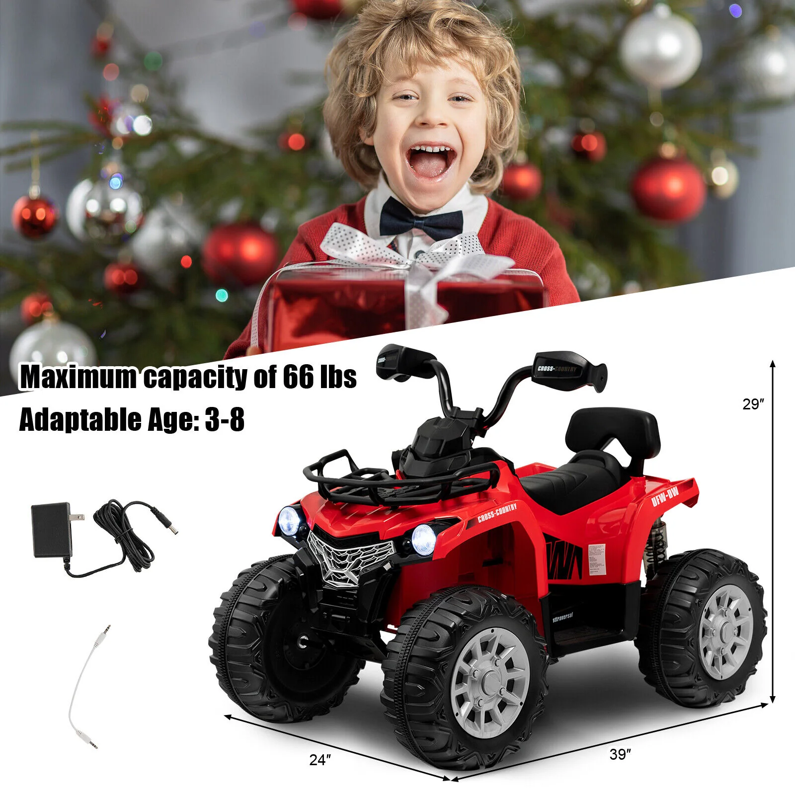 12V Kids Ride On ATV 4 Wheeler with MP3 and Headlights - Image 4
