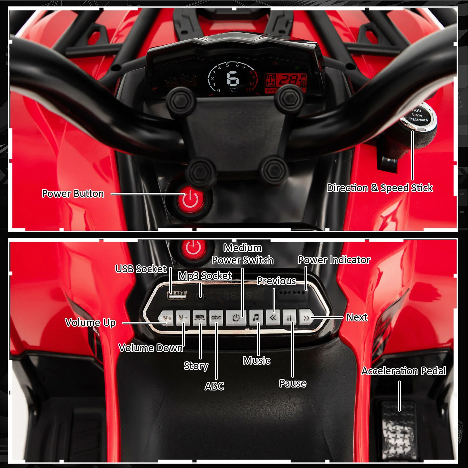 12V Kids Ride On ATV 4 Wheeler with MP3 and Headlights - Image 8
