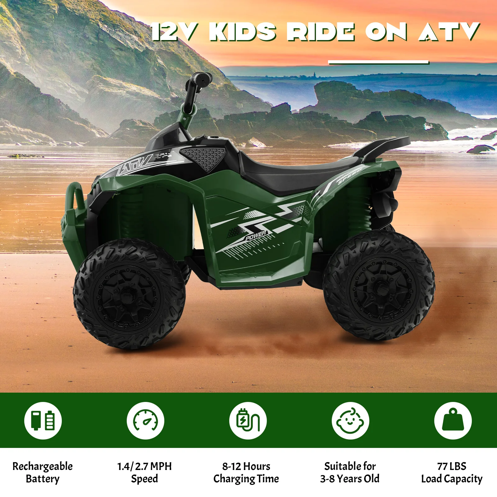 12V Kids Ride On ATV with High/Low Speed and Comfortable Seat - Image 14