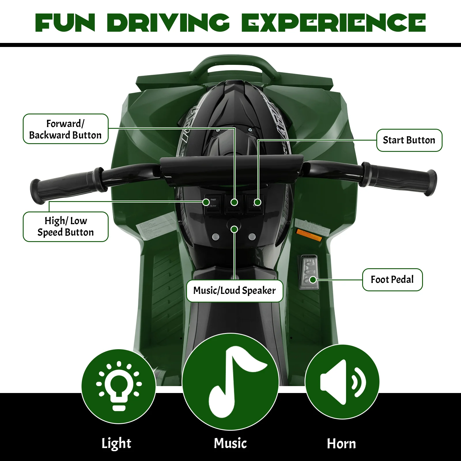 12V Kids Ride On ATV with High/Low Speed and Comfortable Seat - Image 15