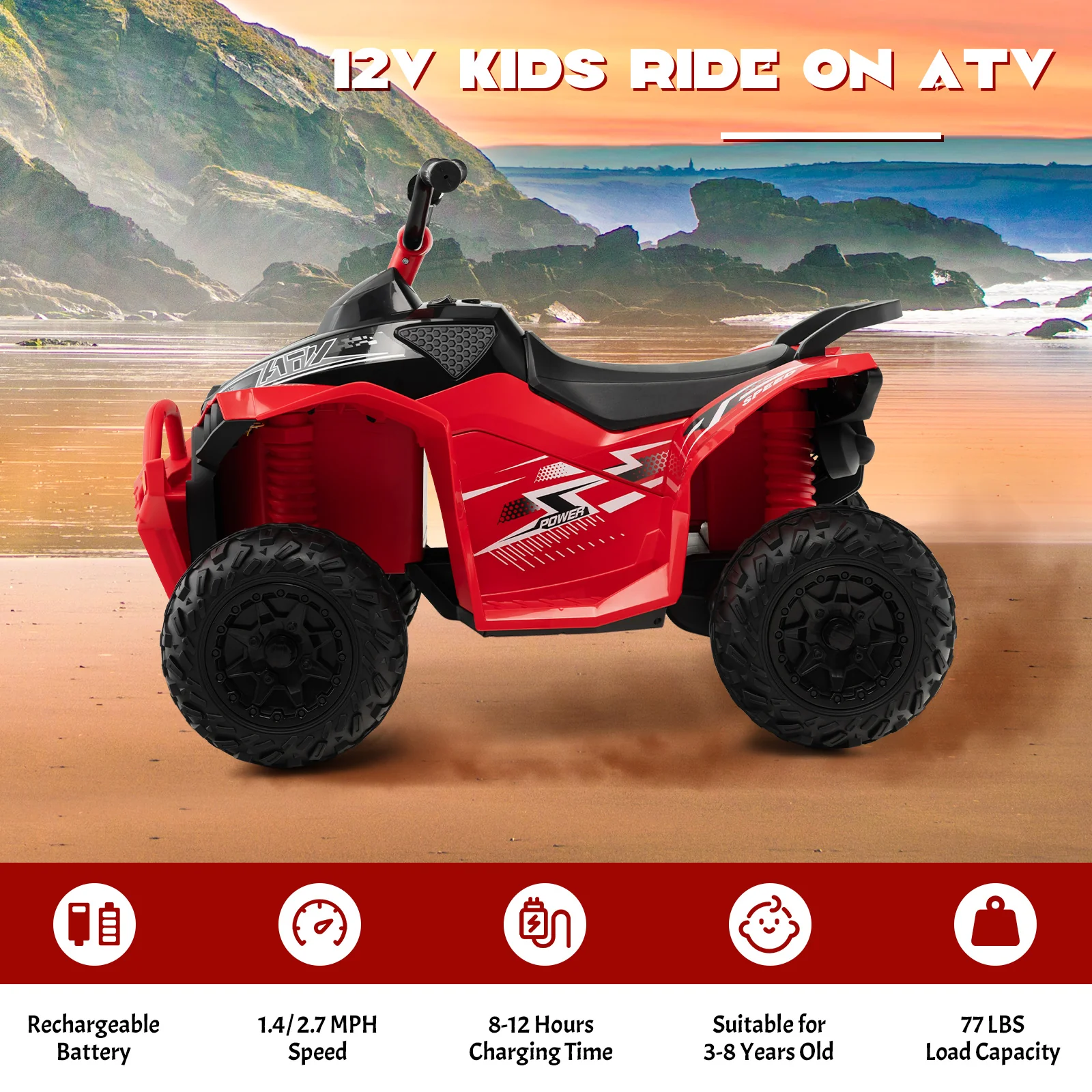 12V Kids Ride On ATV with High/Low Speed and Comfortable Seat - Image 22