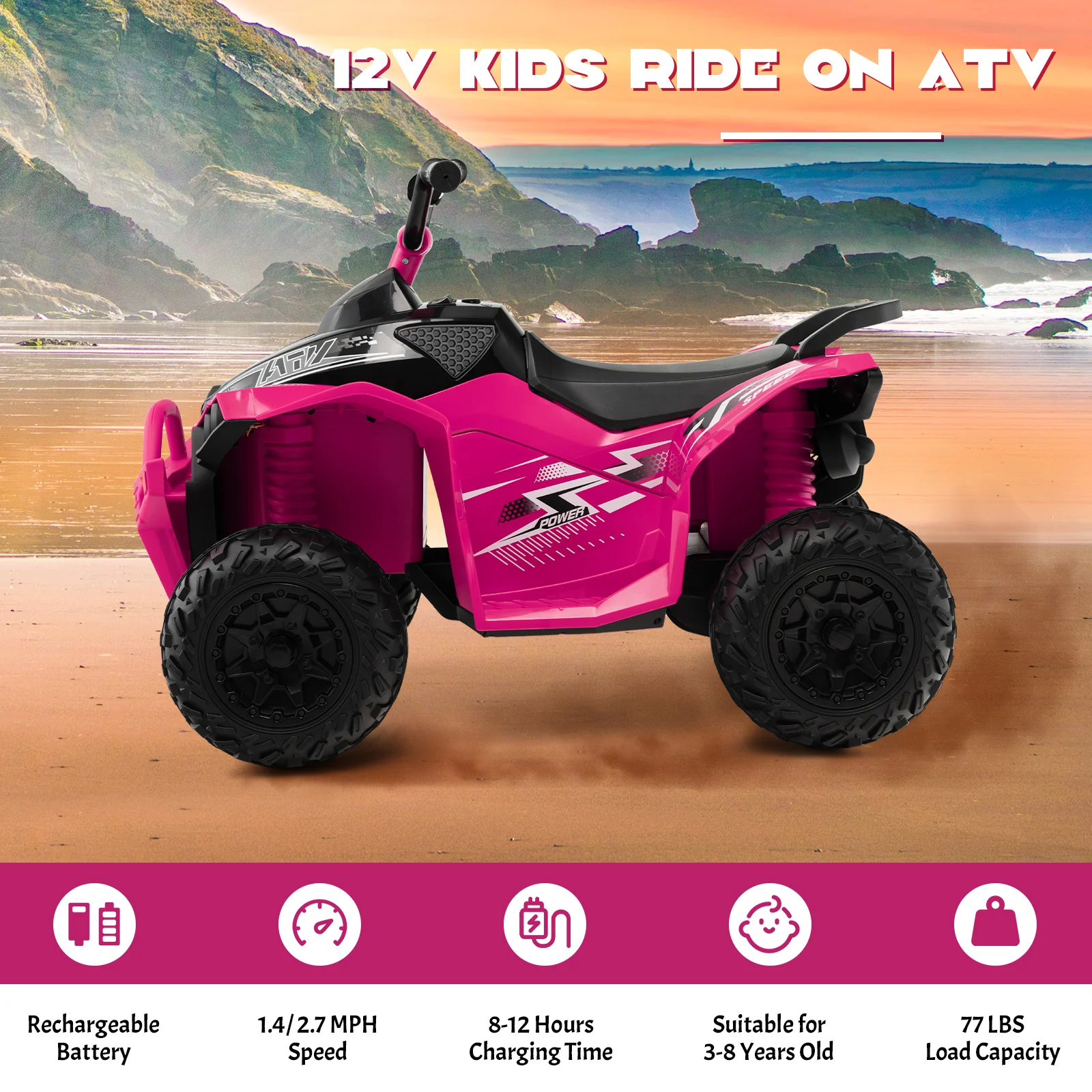 12V Kids Ride On ATV with High/Low Speed and Comfortable Seat - Image 6