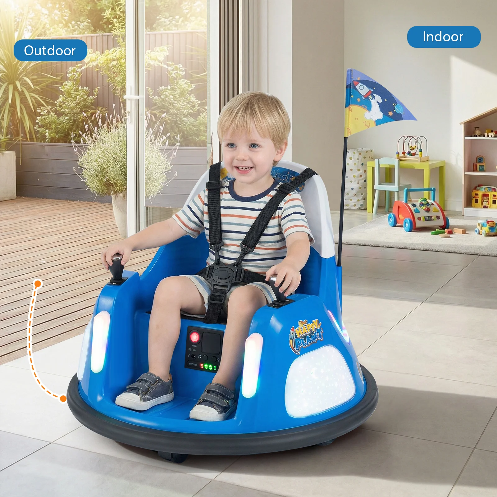 12V Kids Ride On Bumper Car with Remote Control and Flashing Lights - Image 10