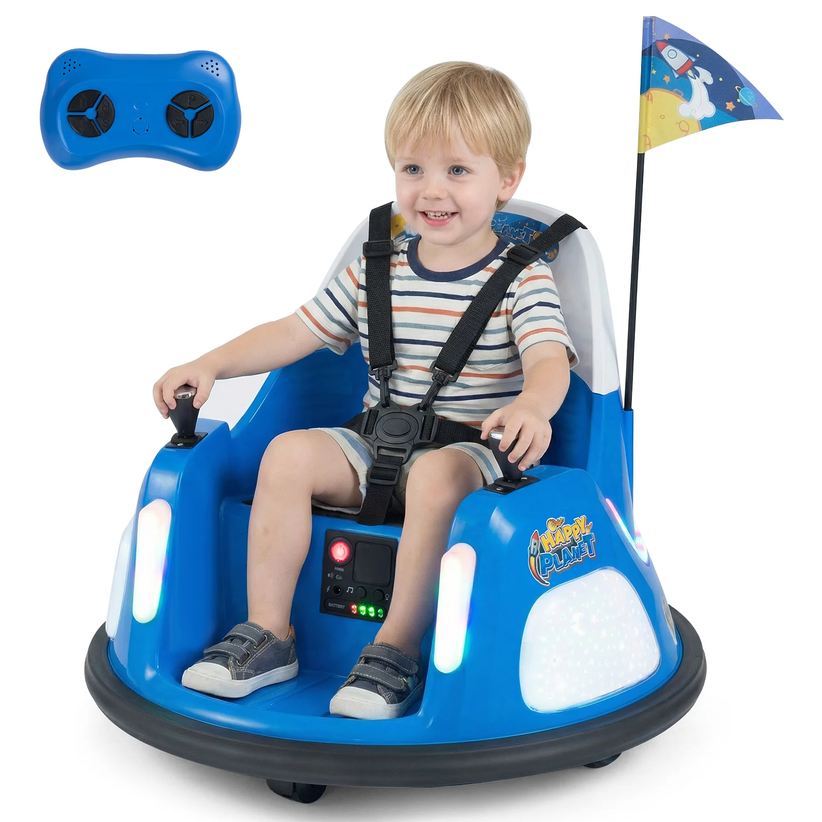 12V Kids Ride On Bumper Car with Remote Control and Flashing Lights - Image 12