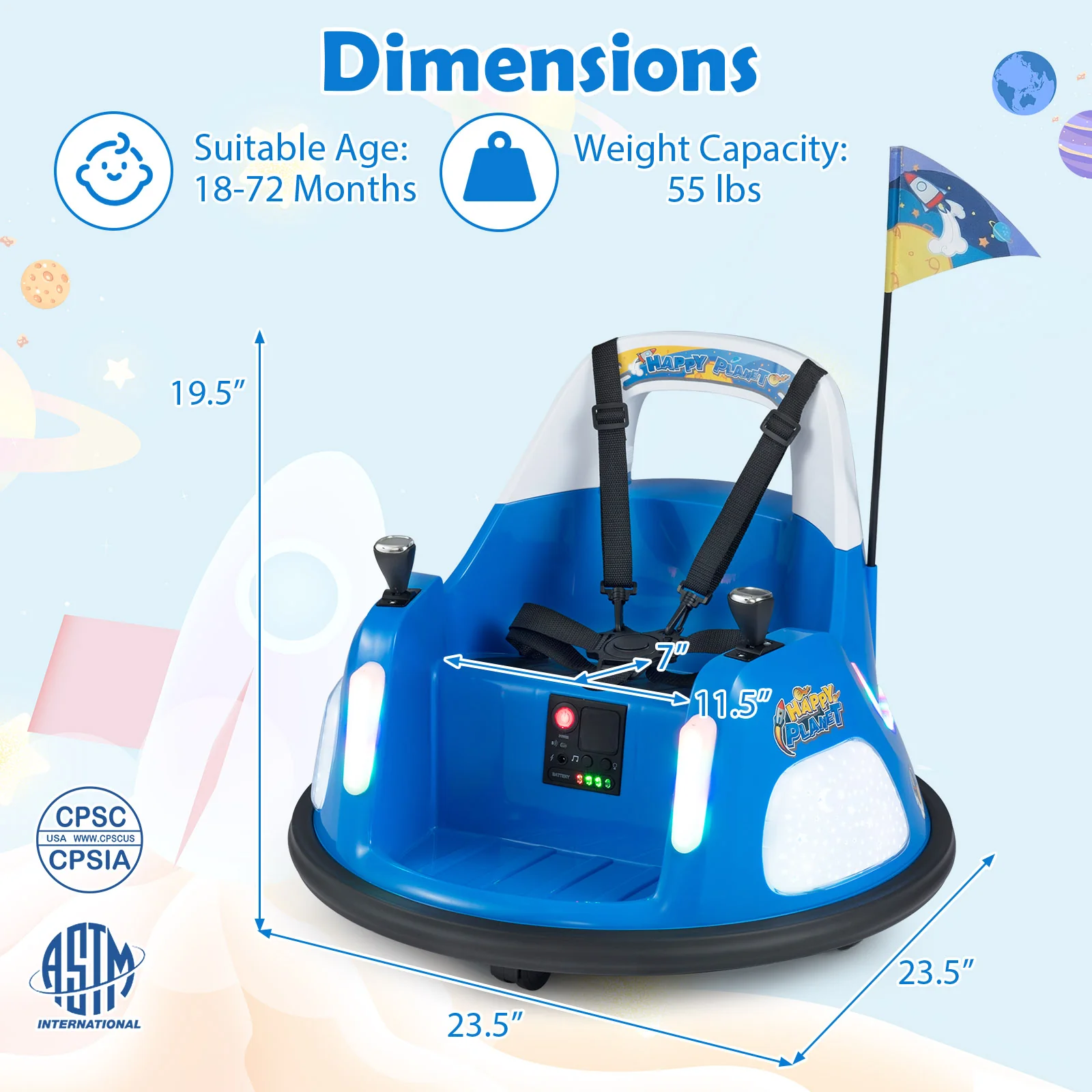 12V Kids Ride On Bumper Car with Remote Control and Flashing Lights - Image 13