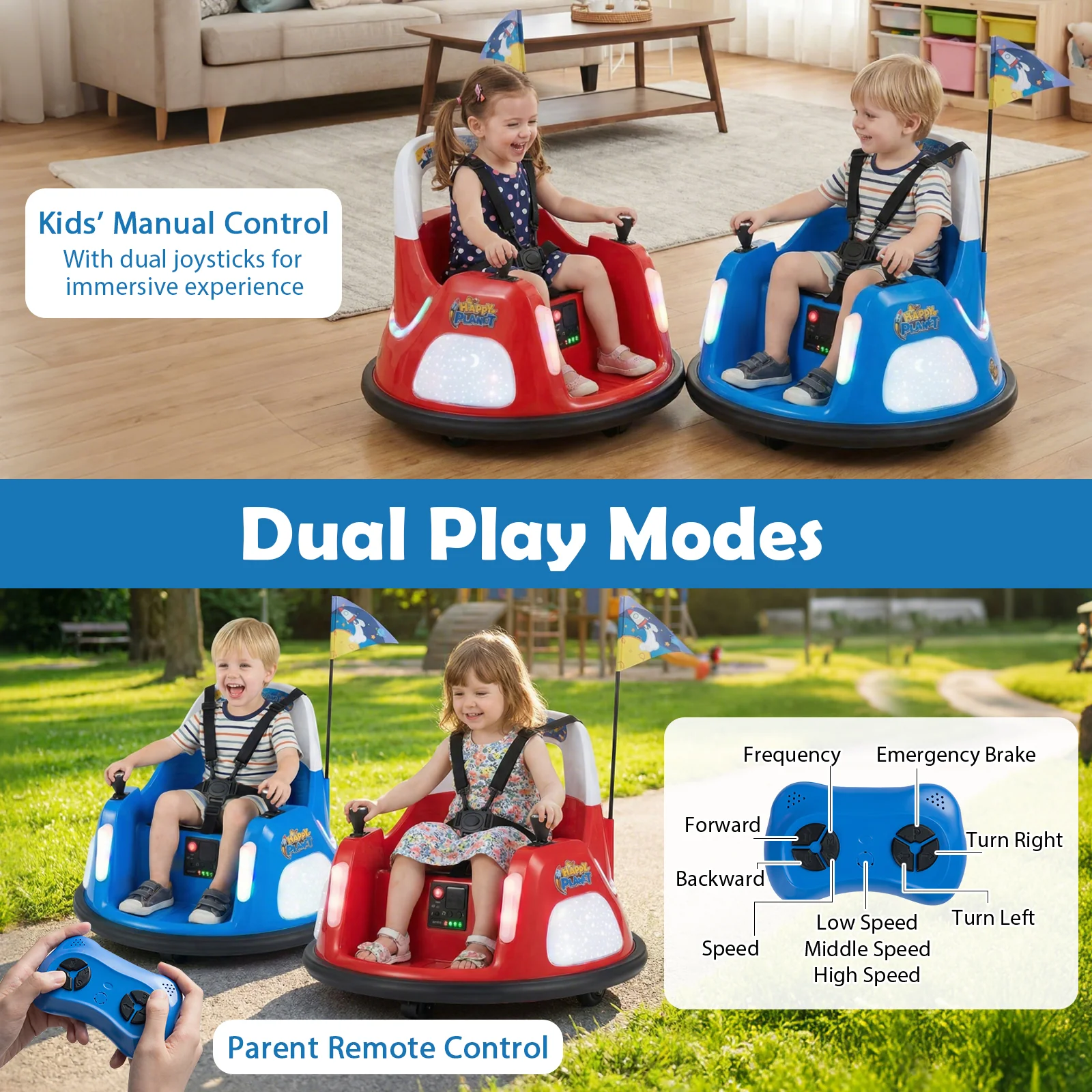 12V Kids Ride On Bumper Car with Remote Control and Flashing Lights - Image 16