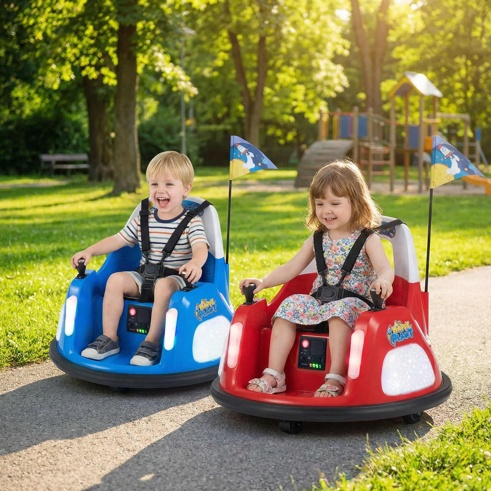 12V Kids Ride On Bumper Car with Remote Control and Flashing Lights - Image 17