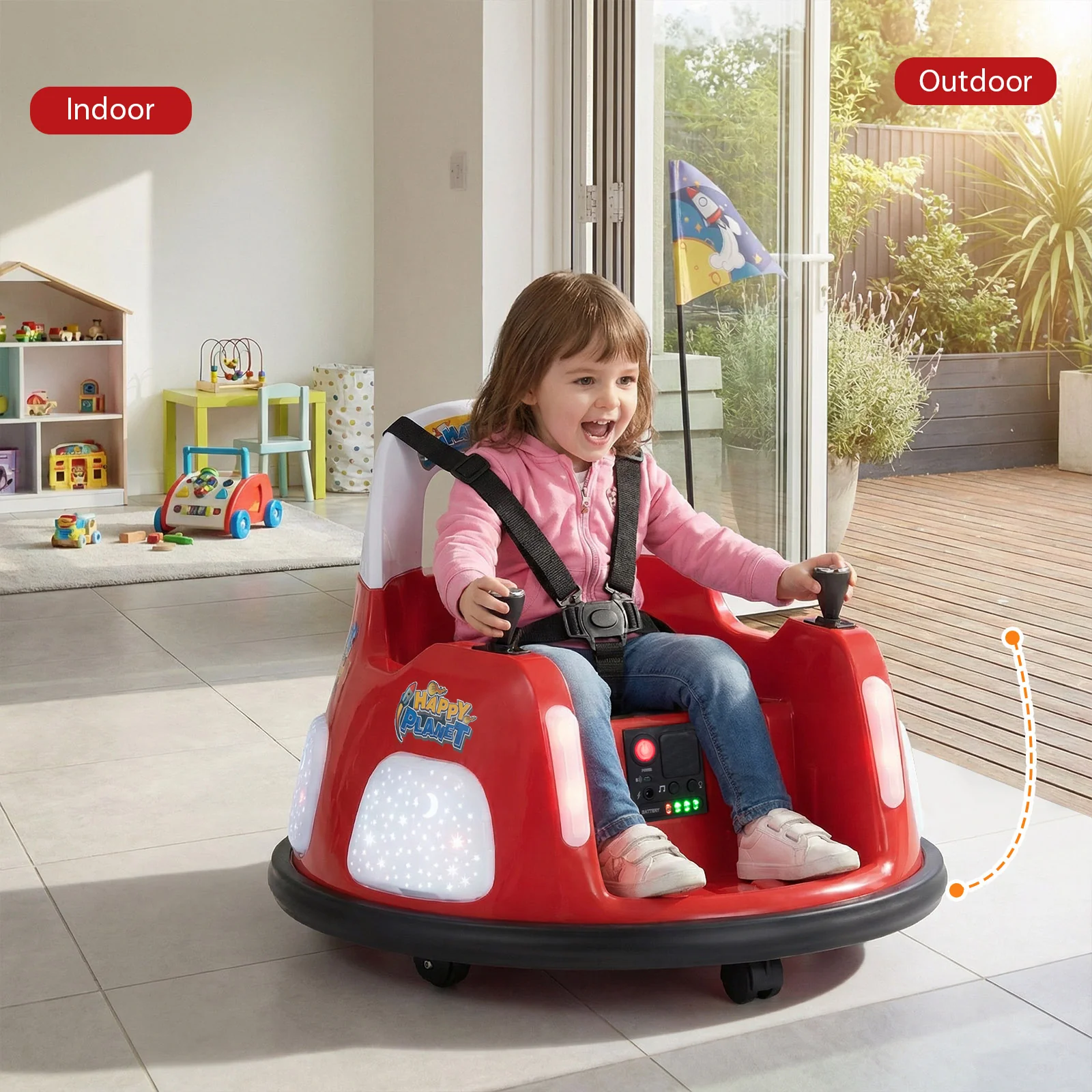 12V Kids Ride On Bumper Car with Remote Control and Flashing Lights - Image 18