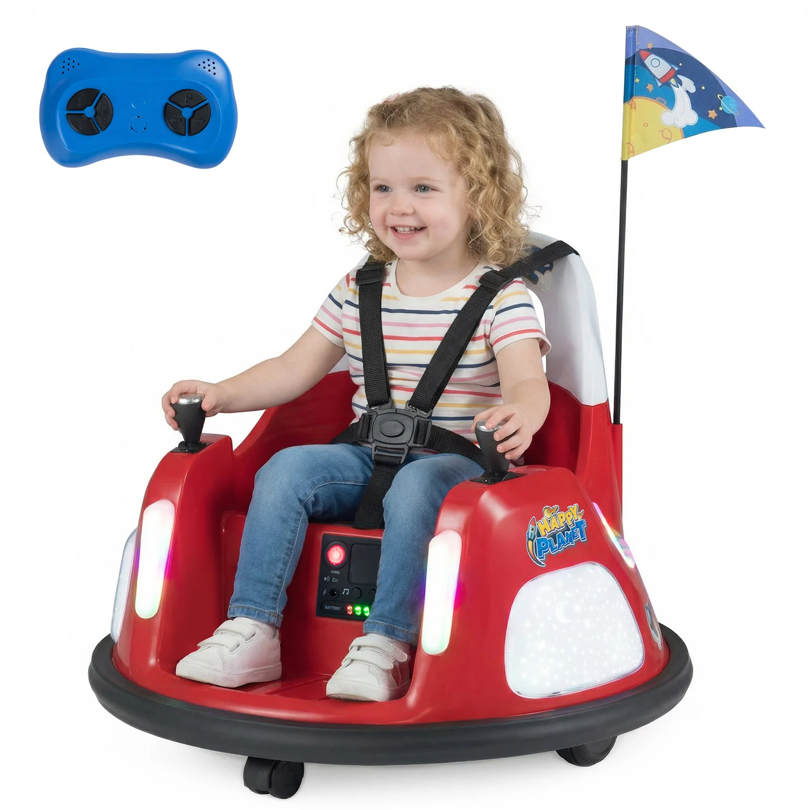 12V Kids Ride On Bumper Car with Remote Control and Flashing Lights - Image 20