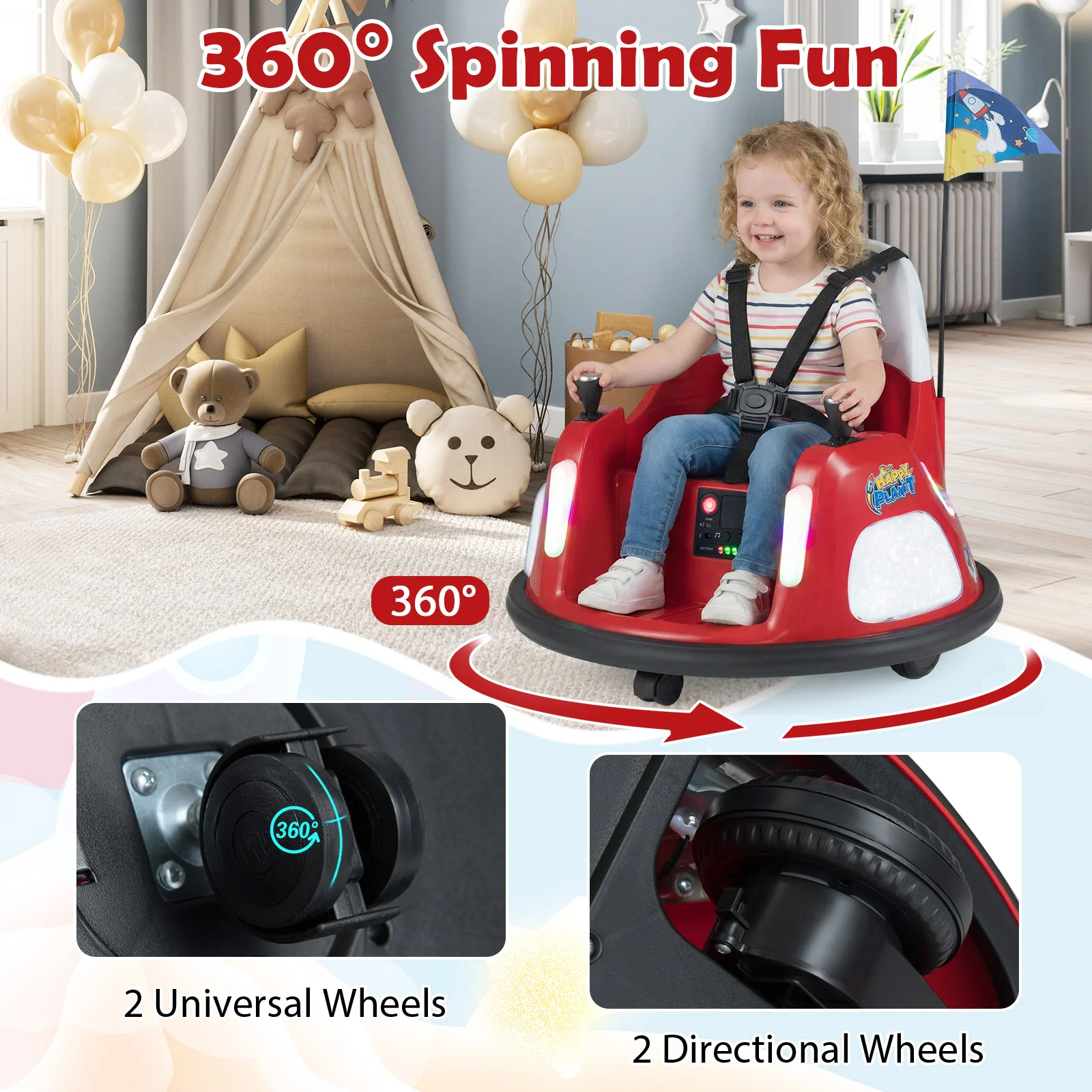 12V Kids Ride On Bumper Car with Remote Control and Flashing Lights - Image 23