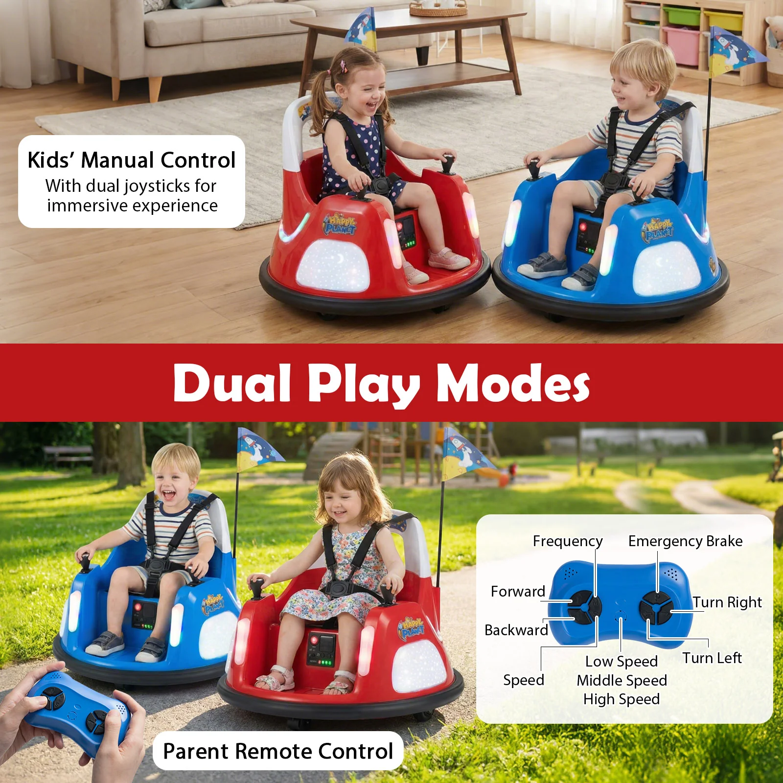 12V Kids Ride On Bumper Car with Remote Control and Flashing Lights - Image 24
