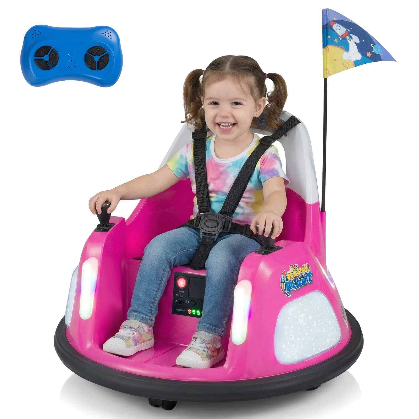 12V Kids Ride On Bumper Car with Remote Control and Flashing Lights - Image 3