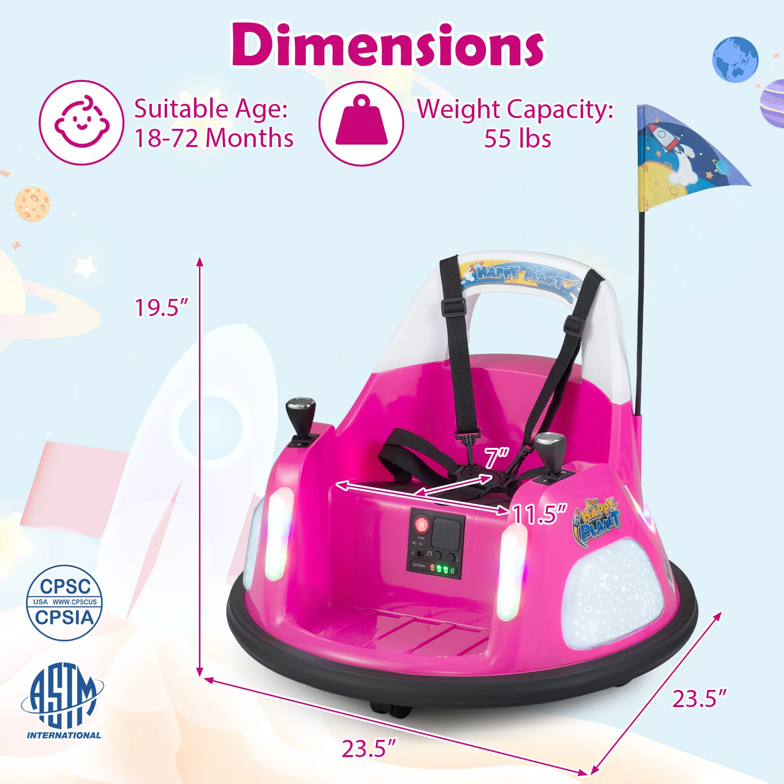 12V Kids Ride On Bumper Car with Remote Control and Flashing Lights - Image 4