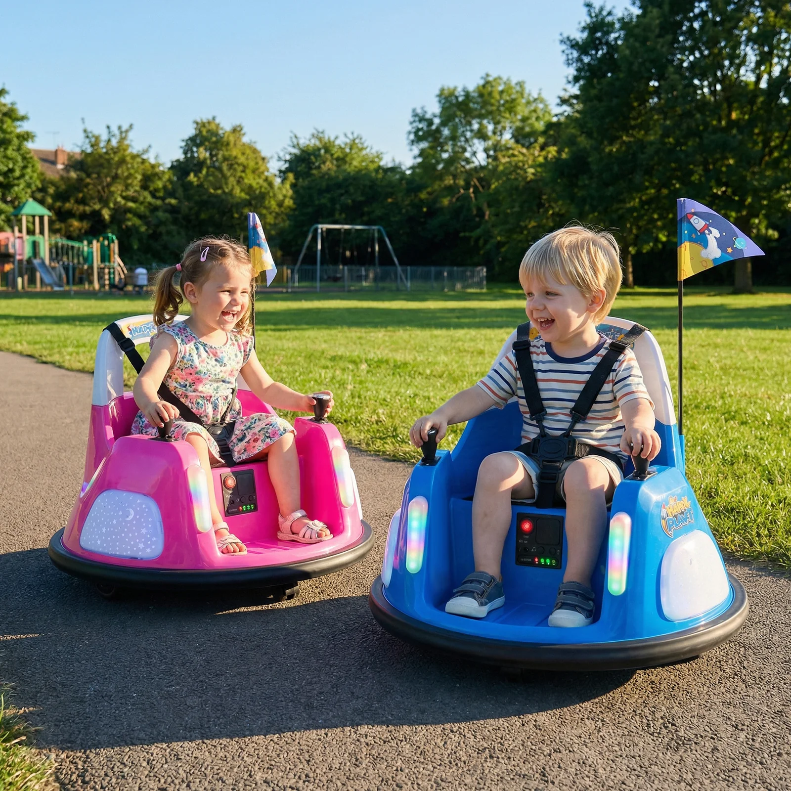 12V Kids Ride On Bumper Car with Remote Control and Flashing Lights - Image 9