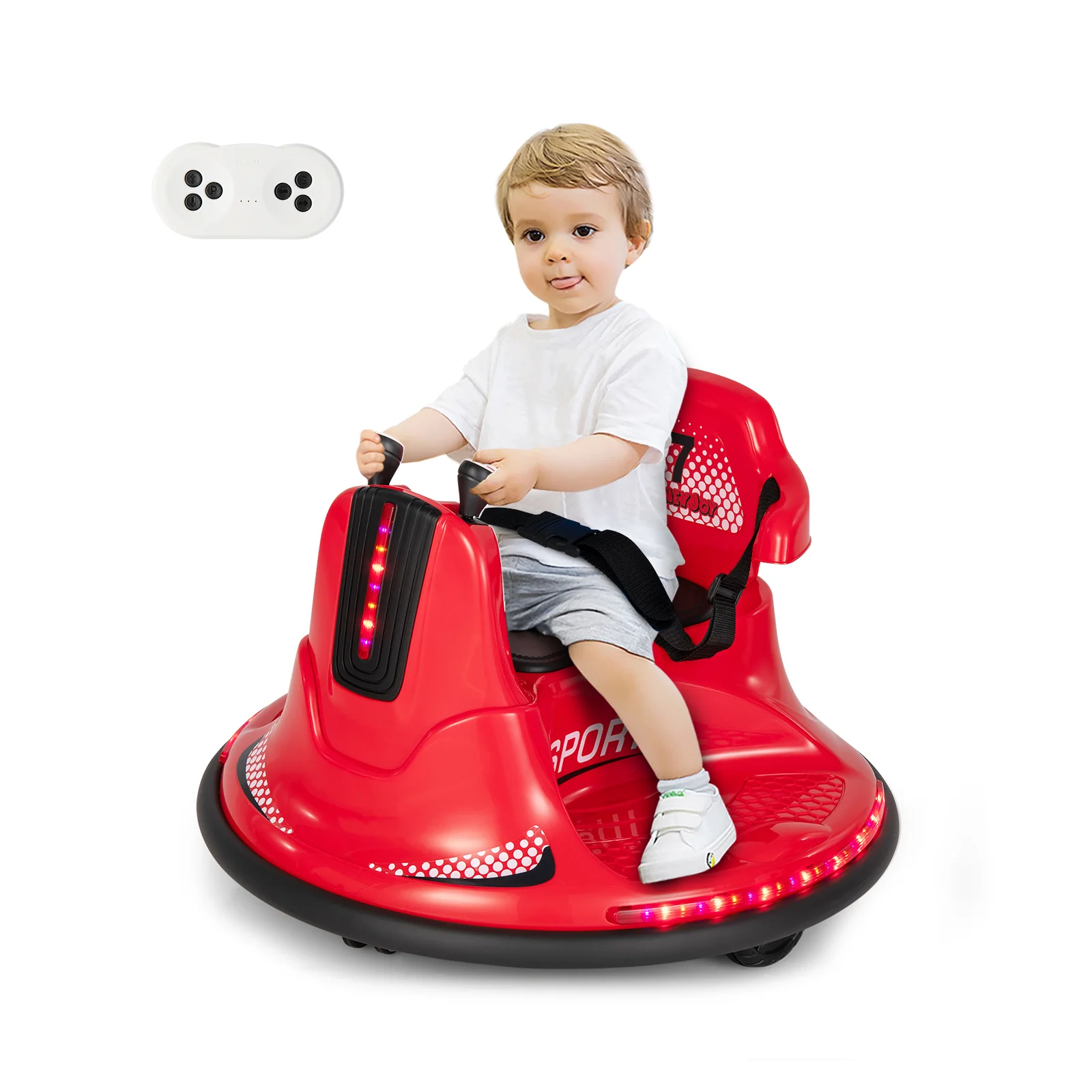 12V Kids Ride On Bumper Car with Remote Control Lights and Music - Image 19
